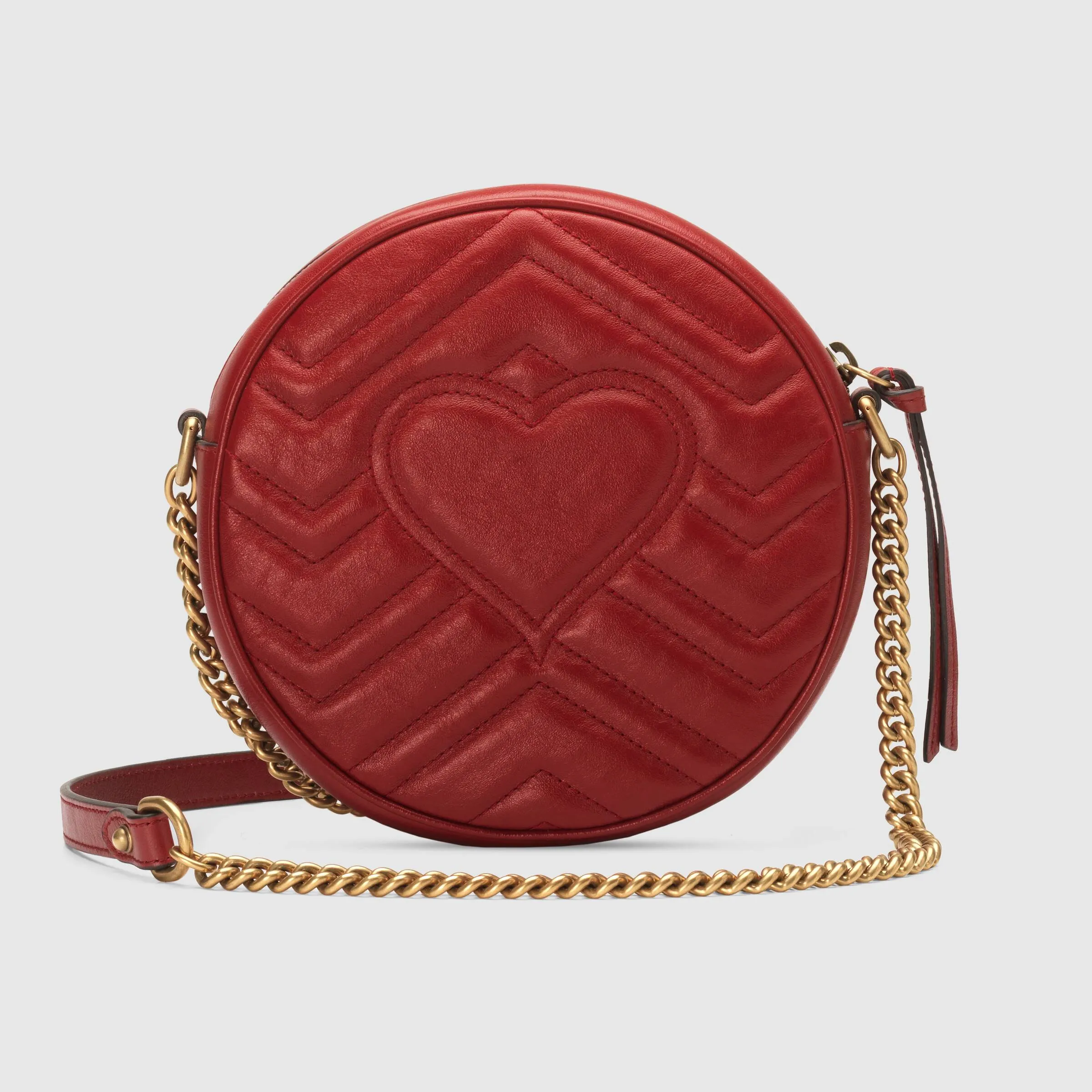 Gucci GG Marmont Mini Round Shoulder Bag Hibiscus Red