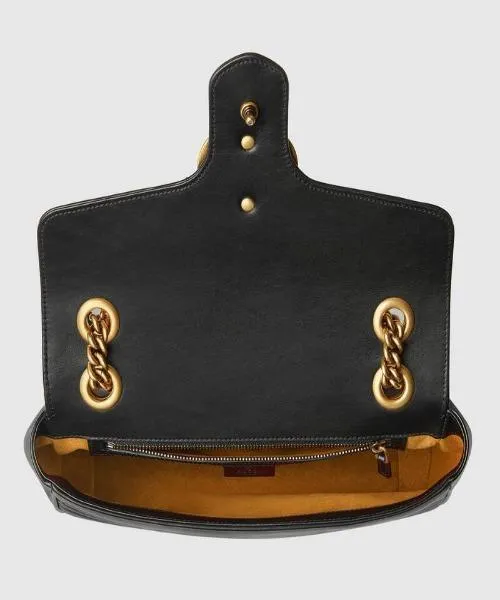 Gucci GG Small Marmont Leather Shoulder Bag Black