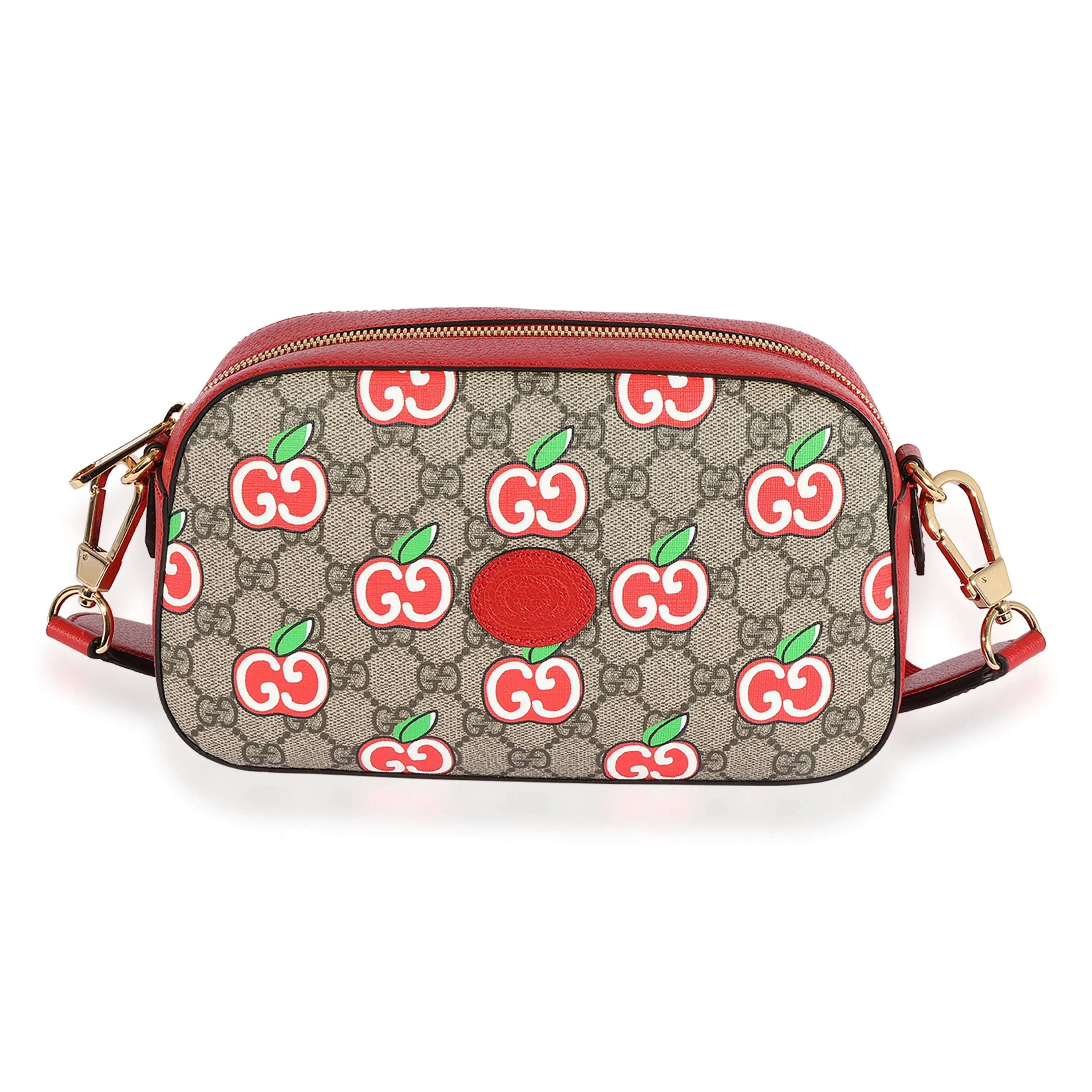 GUCCI GG Supreme & Red Leather Apple Shoulder Bag