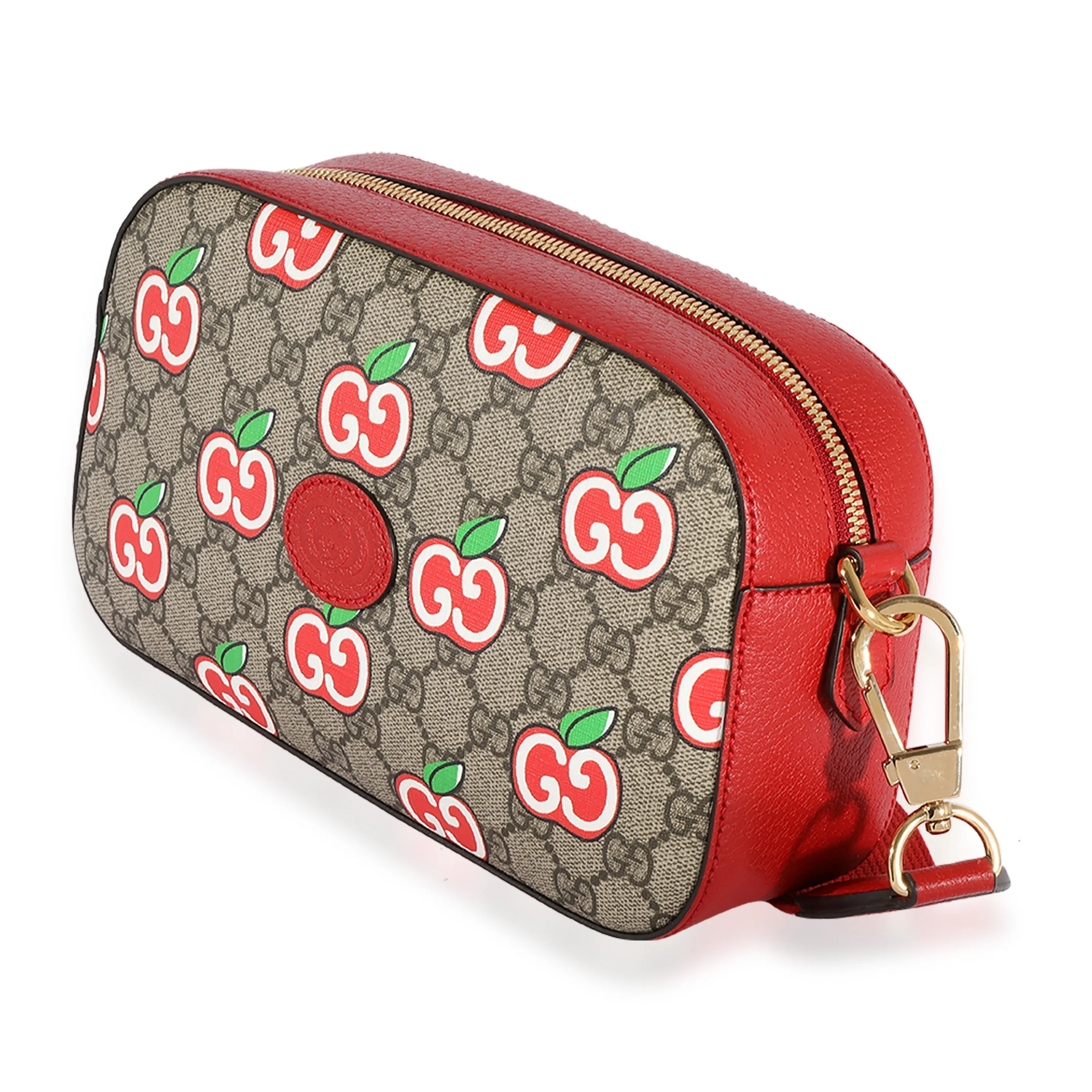 GUCCI GG Supreme & Red Leather Apple Shoulder Bag