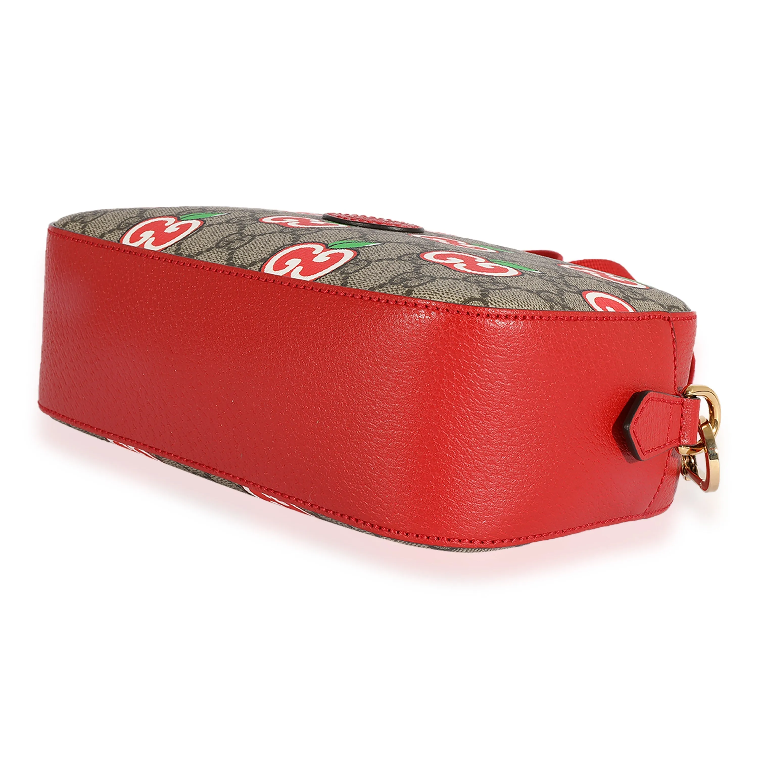 GUCCI GG Supreme & Red Leather Apple Shoulder Bag