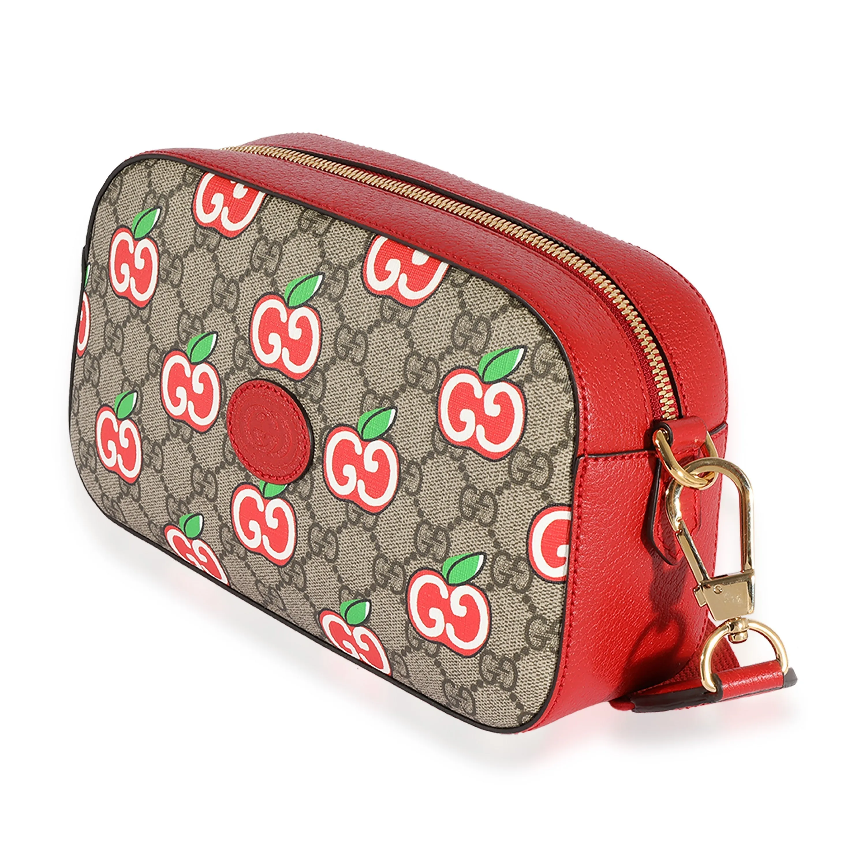 GUCCI GG Supreme & Red Leather Apple Shoulder Bag