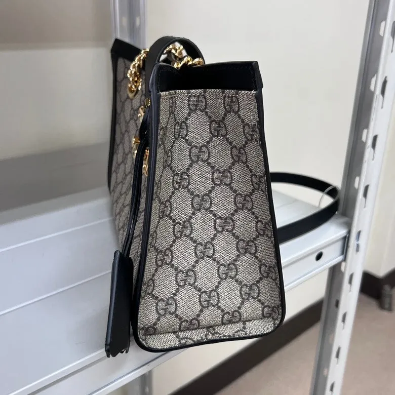 Gucci GG Supreme Padlock Chain Shoulder Bag,Beige