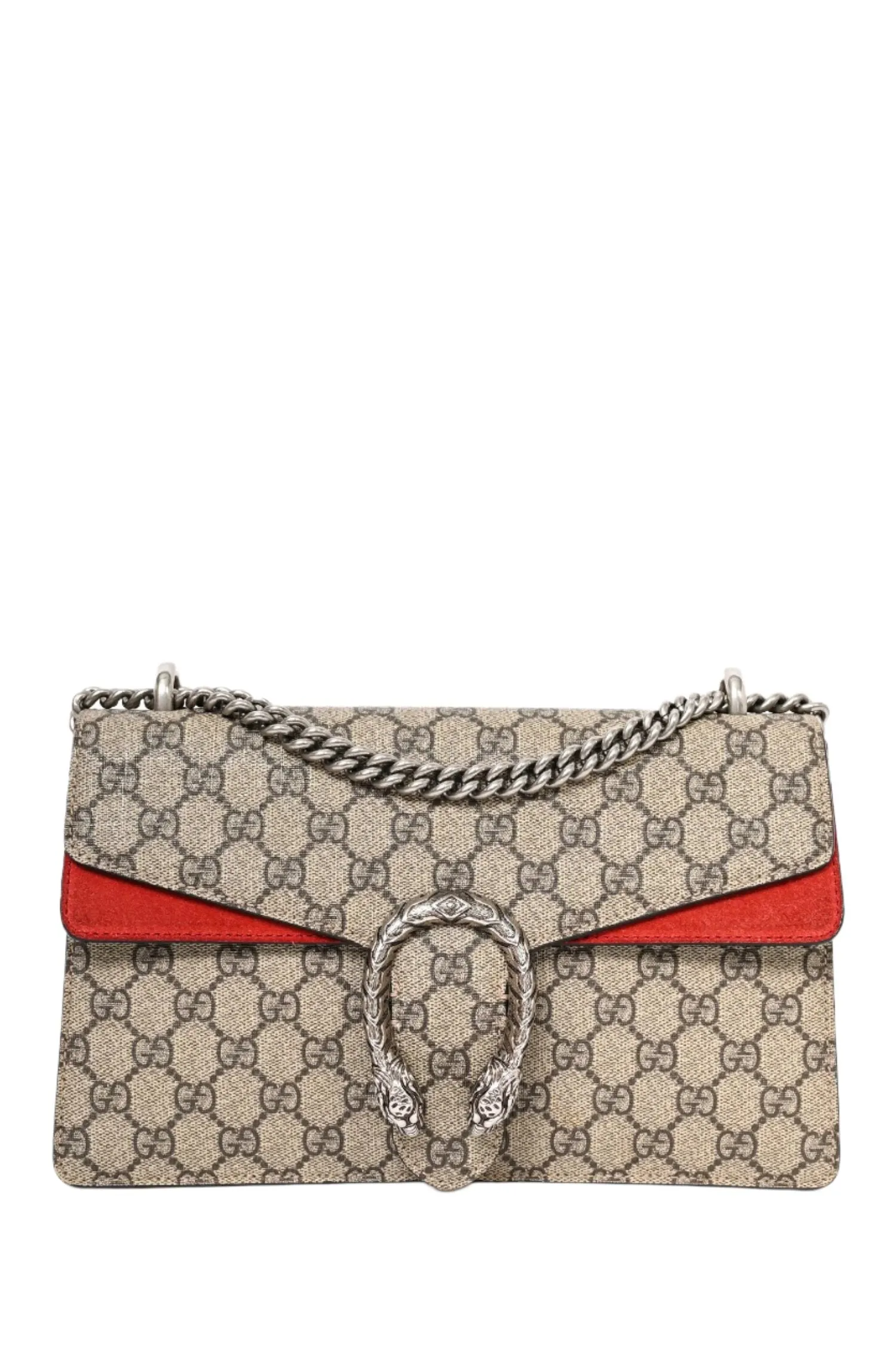 Gucci GG Supreme Red Suede Small Dionysus Chain Shoulder Bag