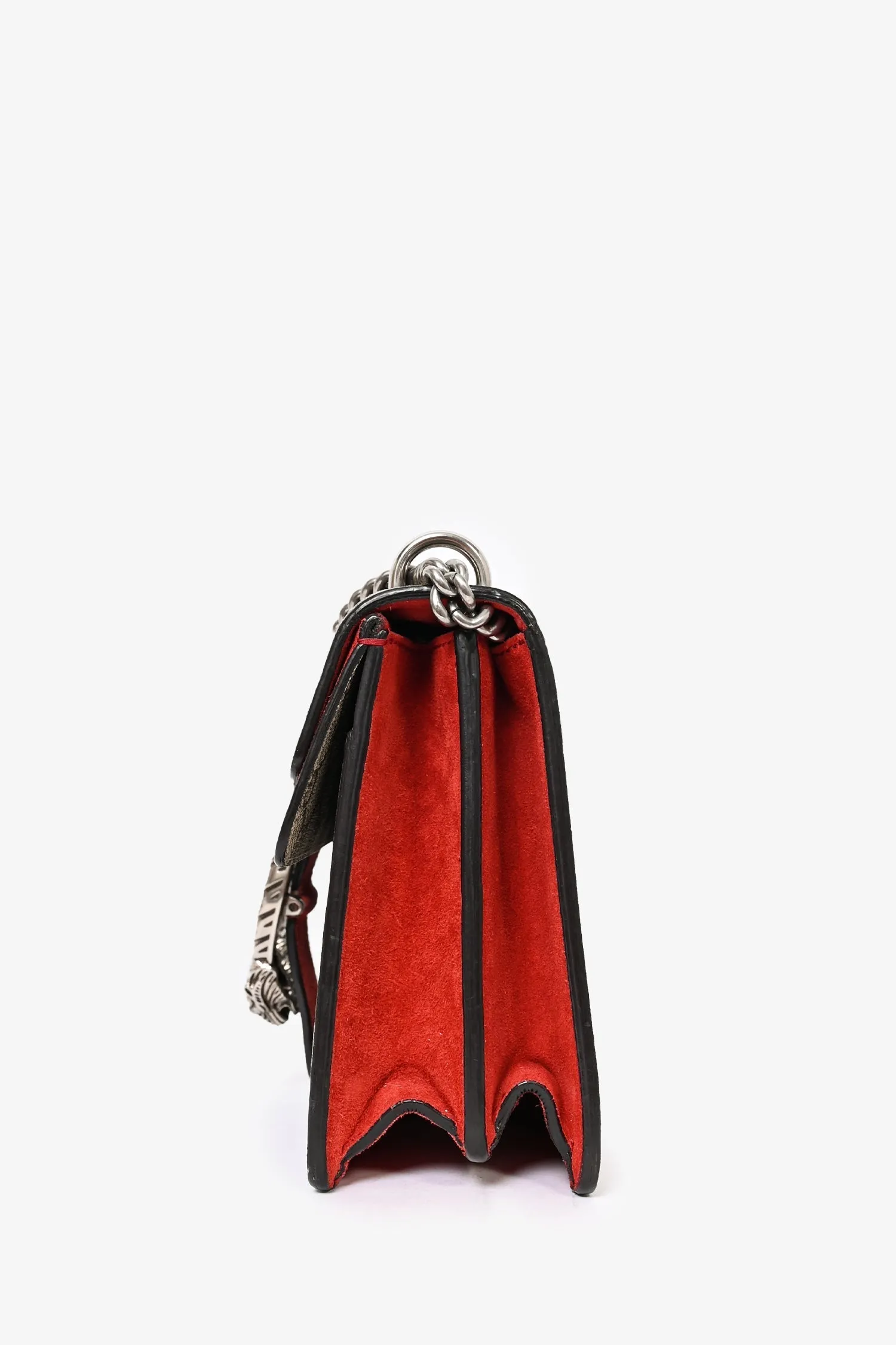 Gucci GG Supreme Red Suede Small Dionysus Chain Shoulder Bag