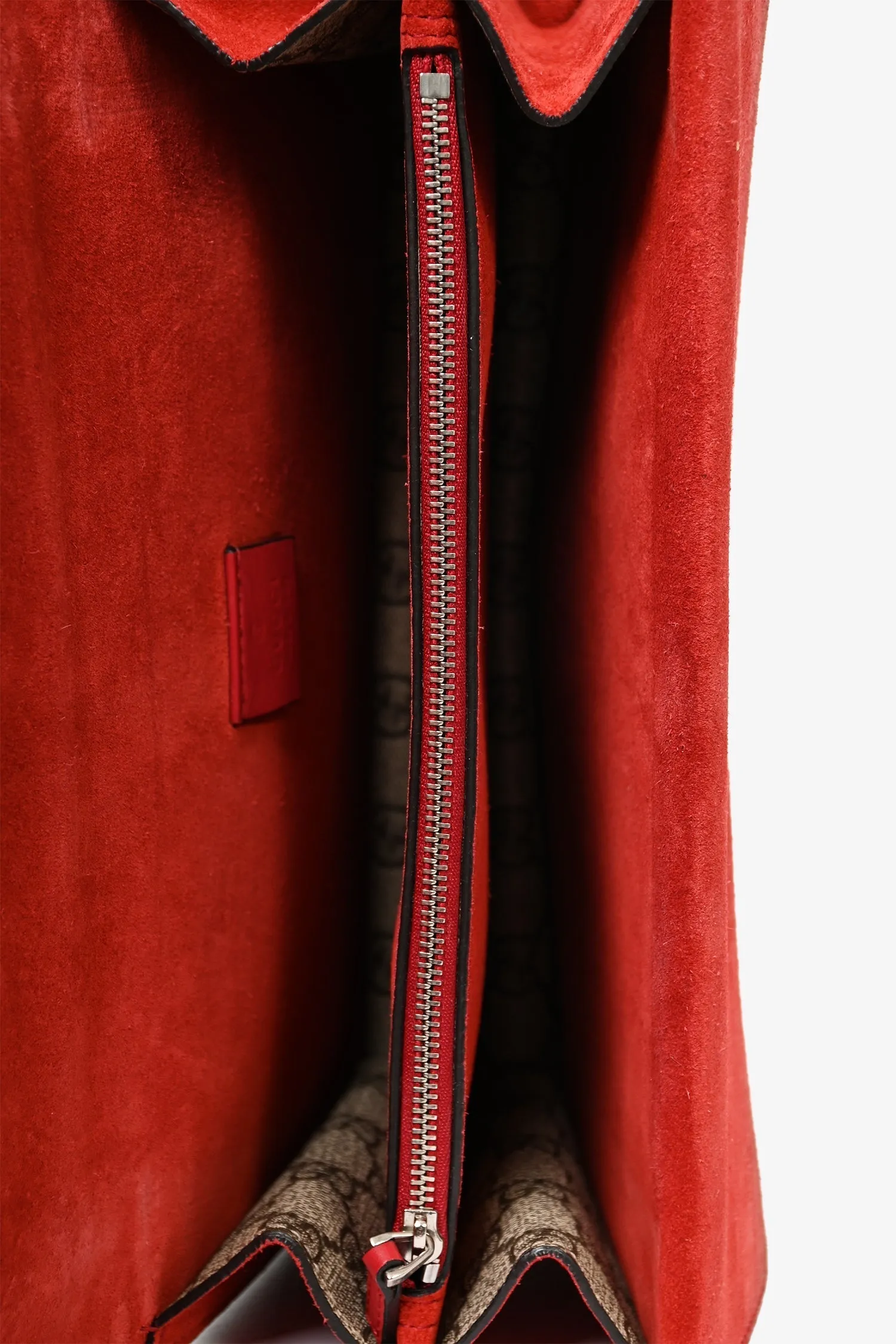 Gucci GG Supreme Red Suede Small Dionysus Chain Shoulder Bag