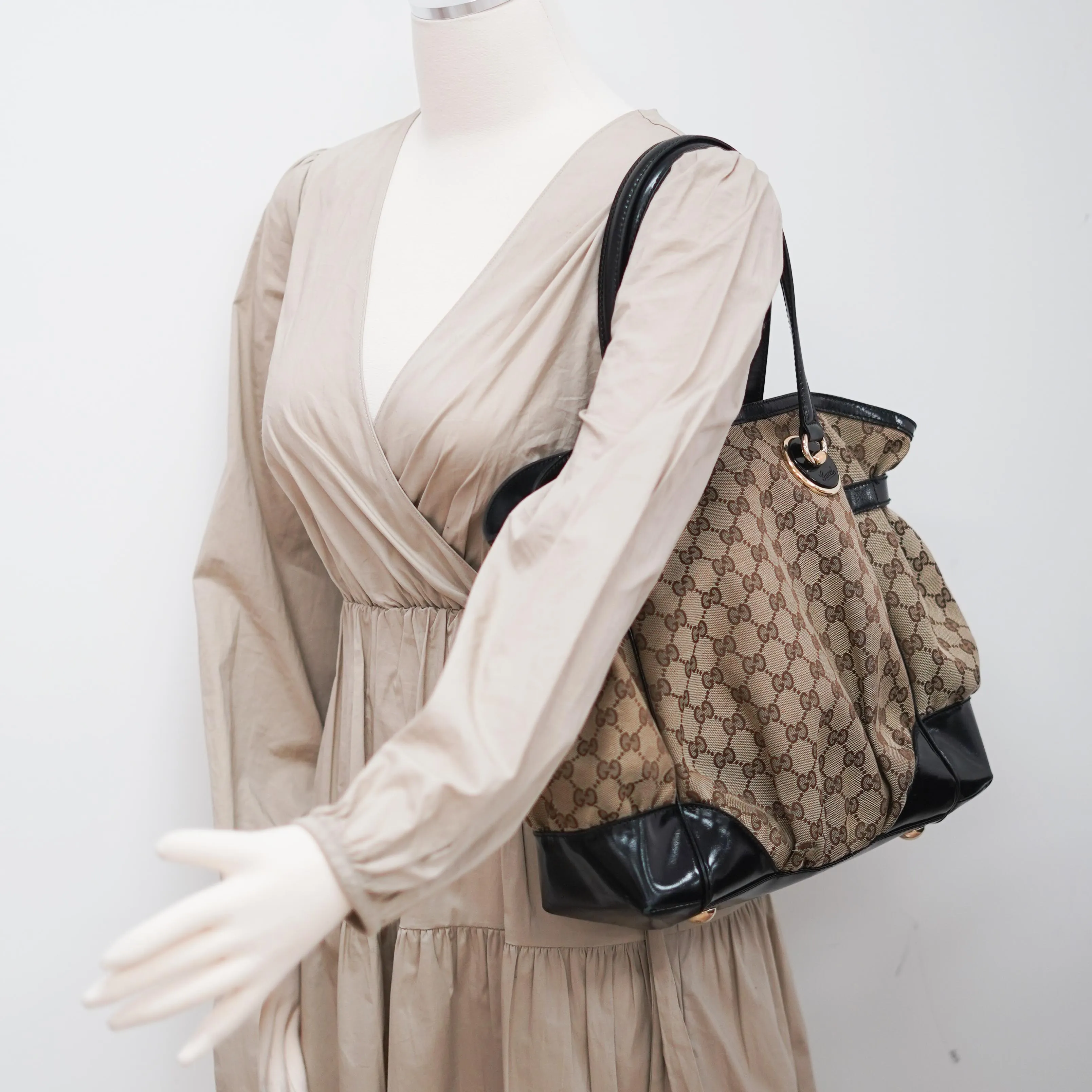 Gucci Guccissima Twin Shoulder Bag Off-White