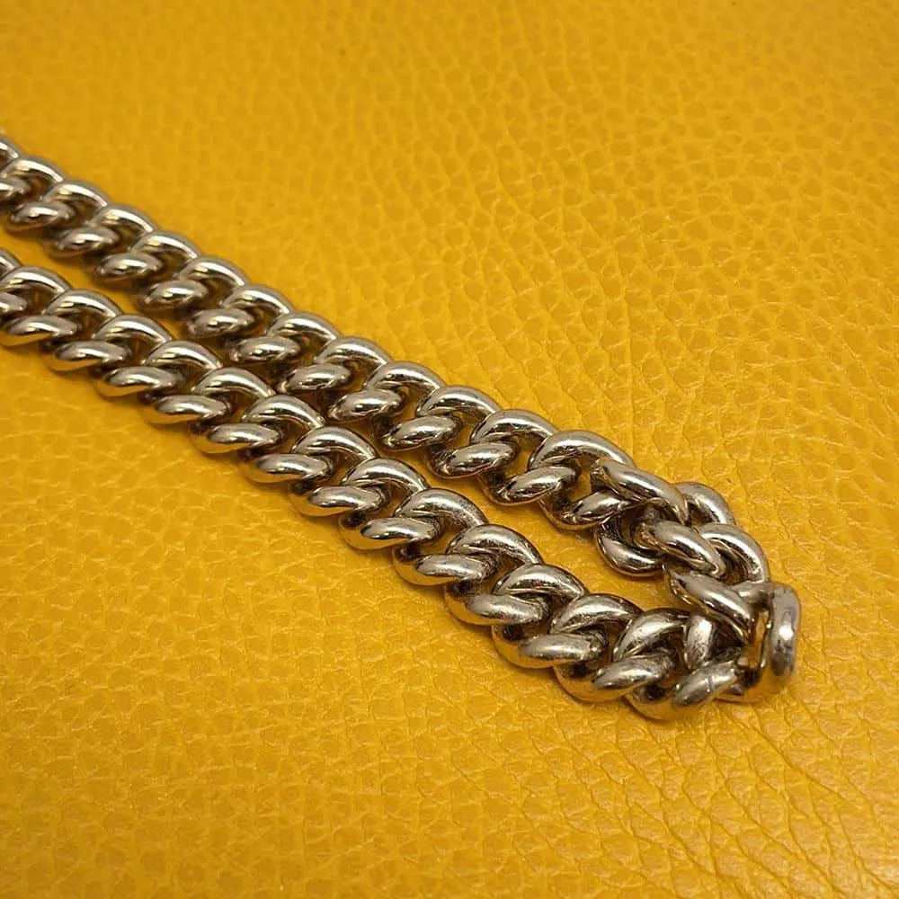 GUCCI Interlocking G ChainShoulder Bag Yellow 607720 Leather