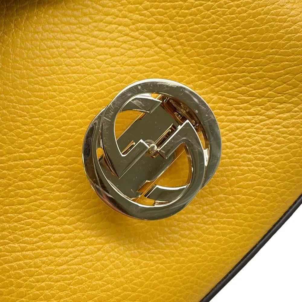 GUCCI Interlocking G ChainShoulder Bag Yellow 607720 Leather