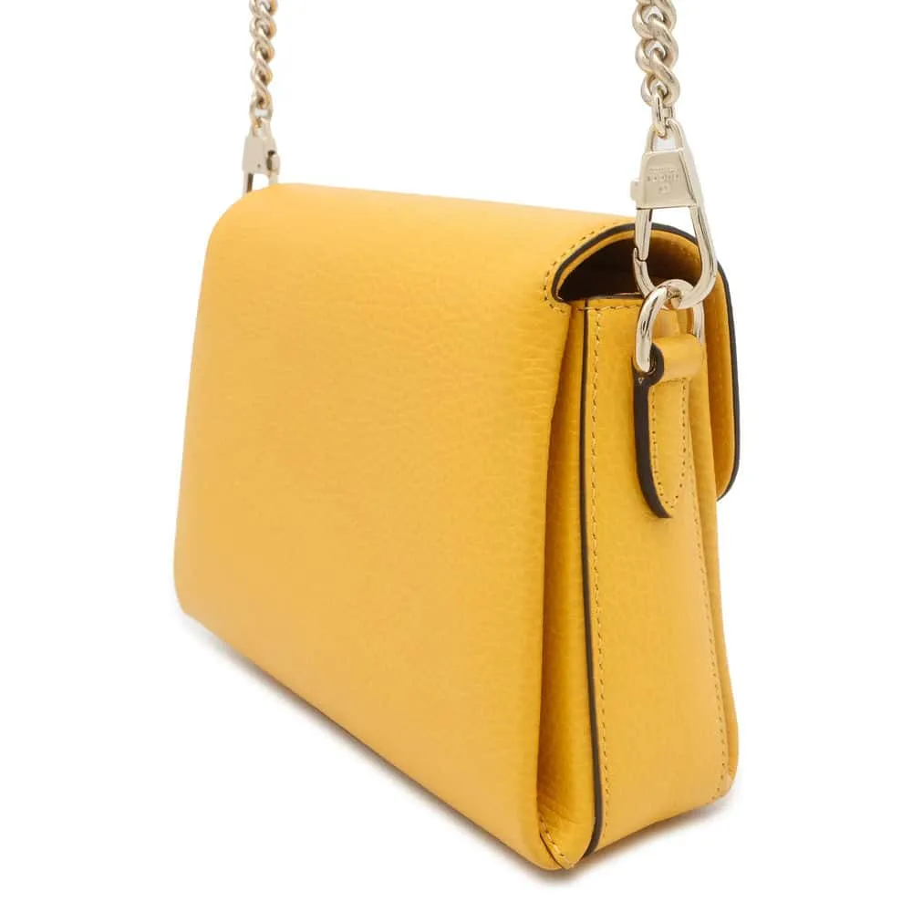 GUCCI Interlocking G ChainShoulder Bag Yellow 607720 Leather