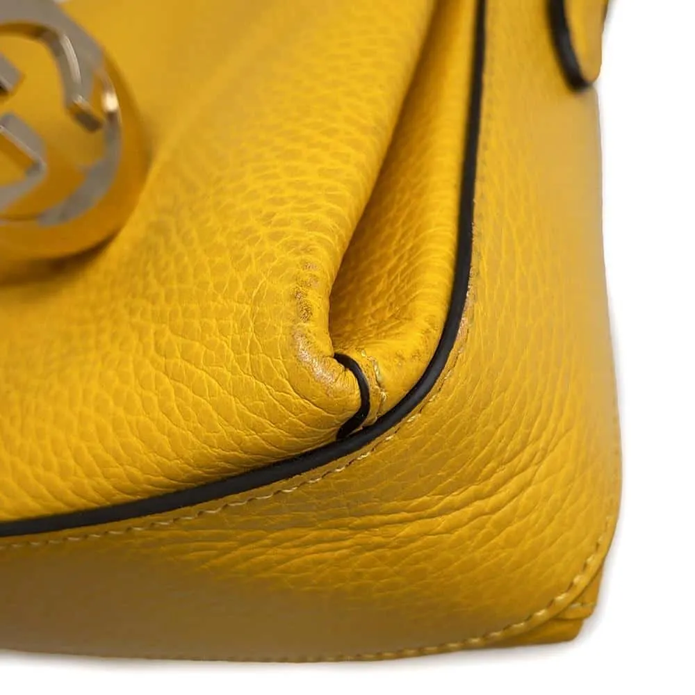GUCCI Interlocking G ChainShoulder Bag Yellow 607720 Leather