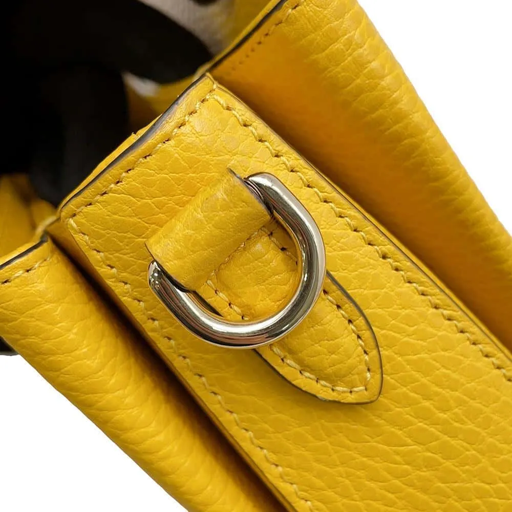GUCCI Interlocking G ChainShoulder Bag Yellow 607720 Leather