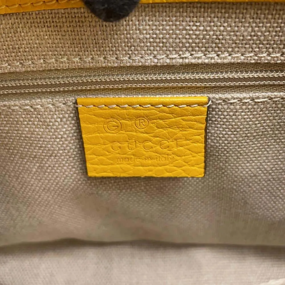 GUCCI Interlocking G ChainShoulder Bag Yellow 607720 Leather