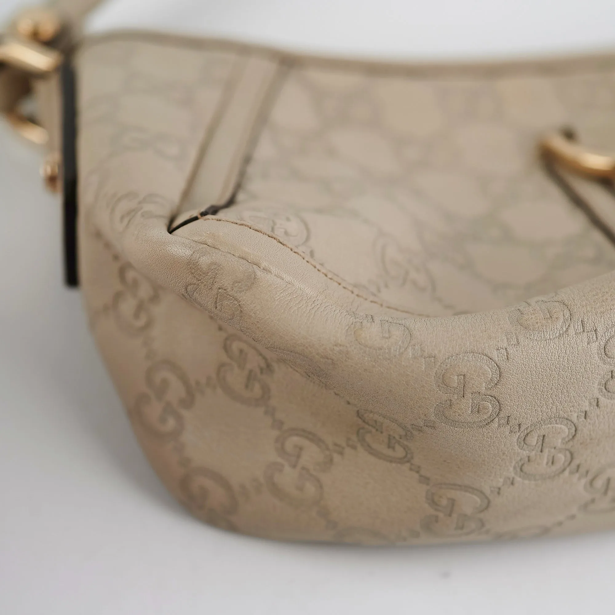 Gucci Ivory Guccissima D Ring Shoulder Bag