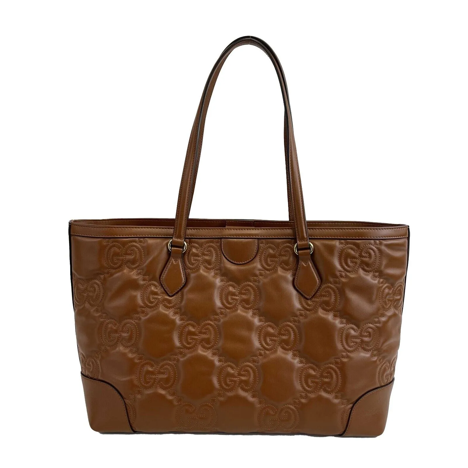 GUCCI - NEW Embossed GG Matelasse Brown Shoulder Tote