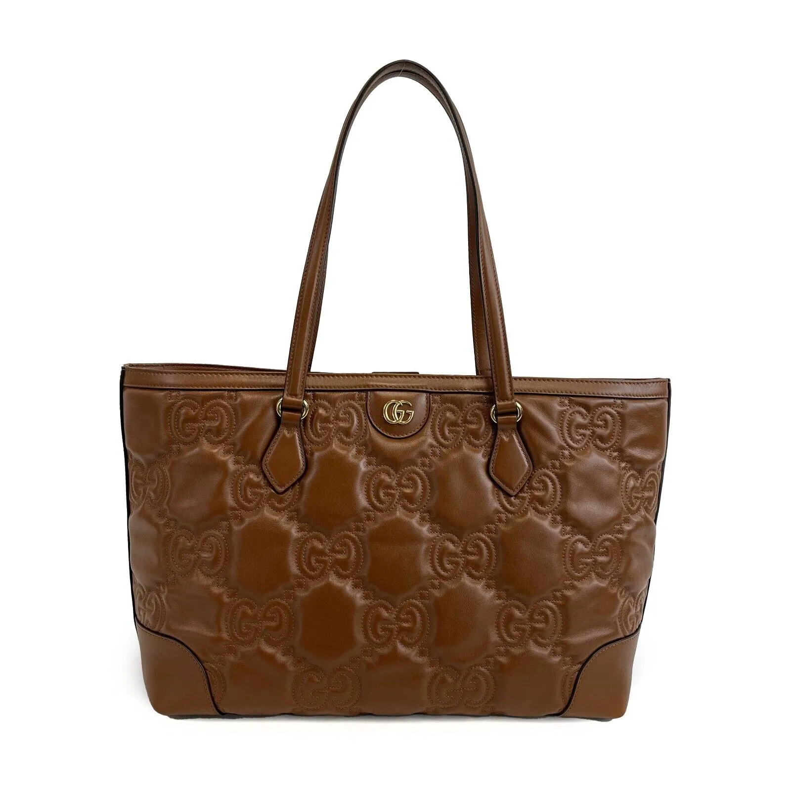 GUCCI - NEW Embossed GG Matelasse Brown Shoulder Tote