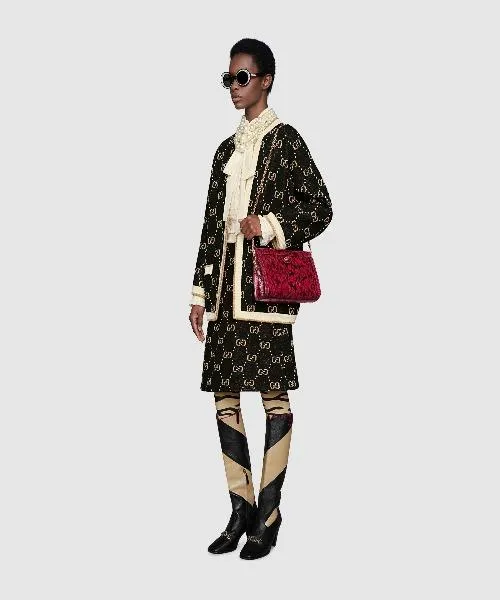 Gucci Ophidia Small Snakeskin Shoulder Bag Hibiscus Red