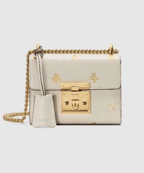Gucci Padlock Bee Star Small Shoulder Bag White