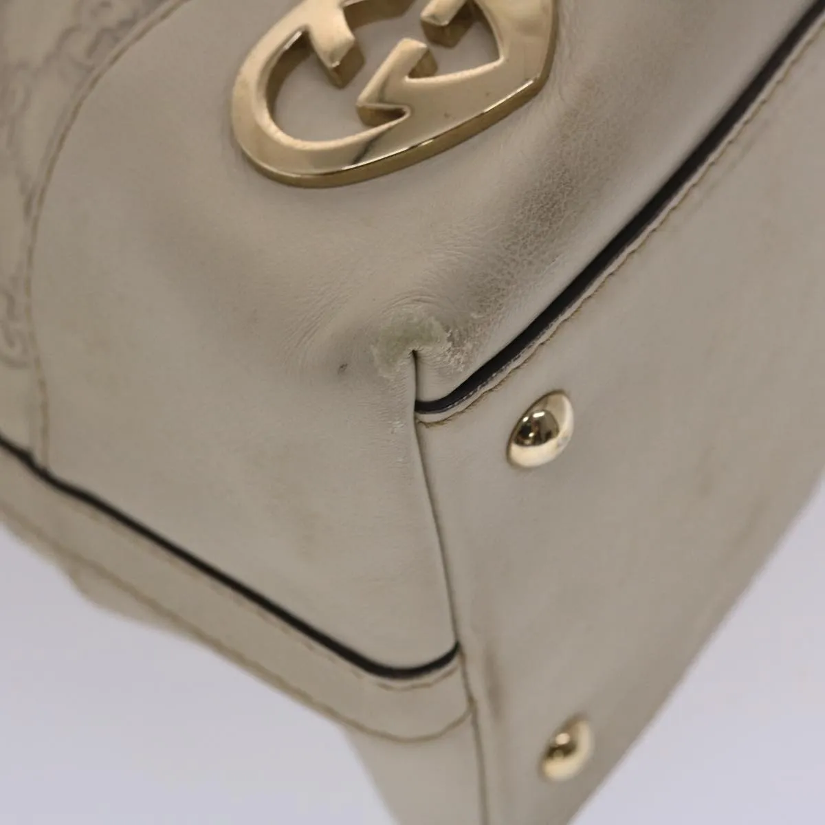 GUCCI  Shima Shoulder Bag Leather White 002404  49070