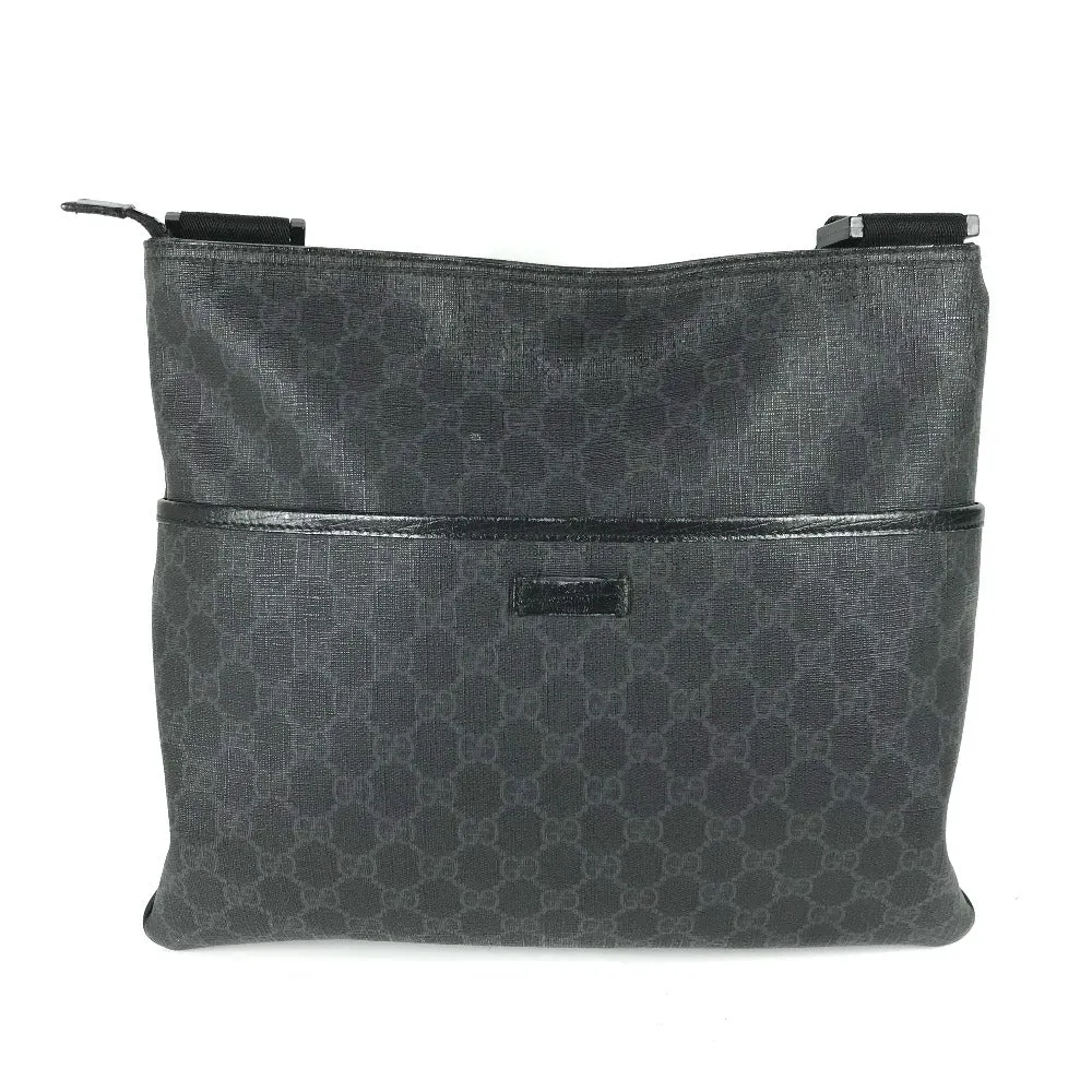 GUCCI Shoulder Bag 162904 GG Supreme Canvas black GG Supreme flat mens Used