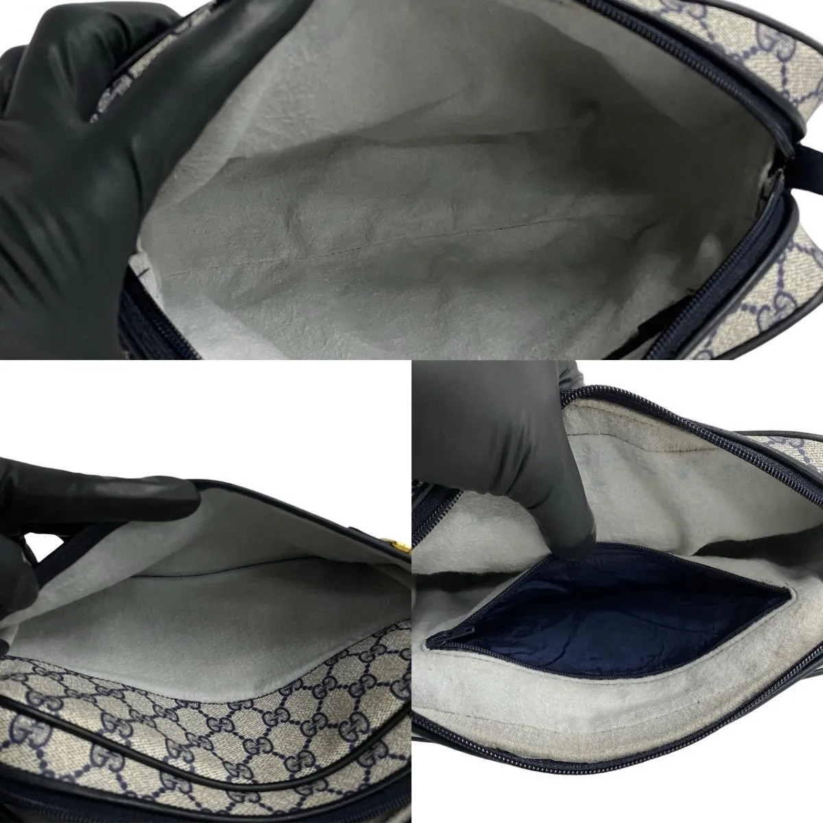 GUCCI Shoulder Bag leather Navy