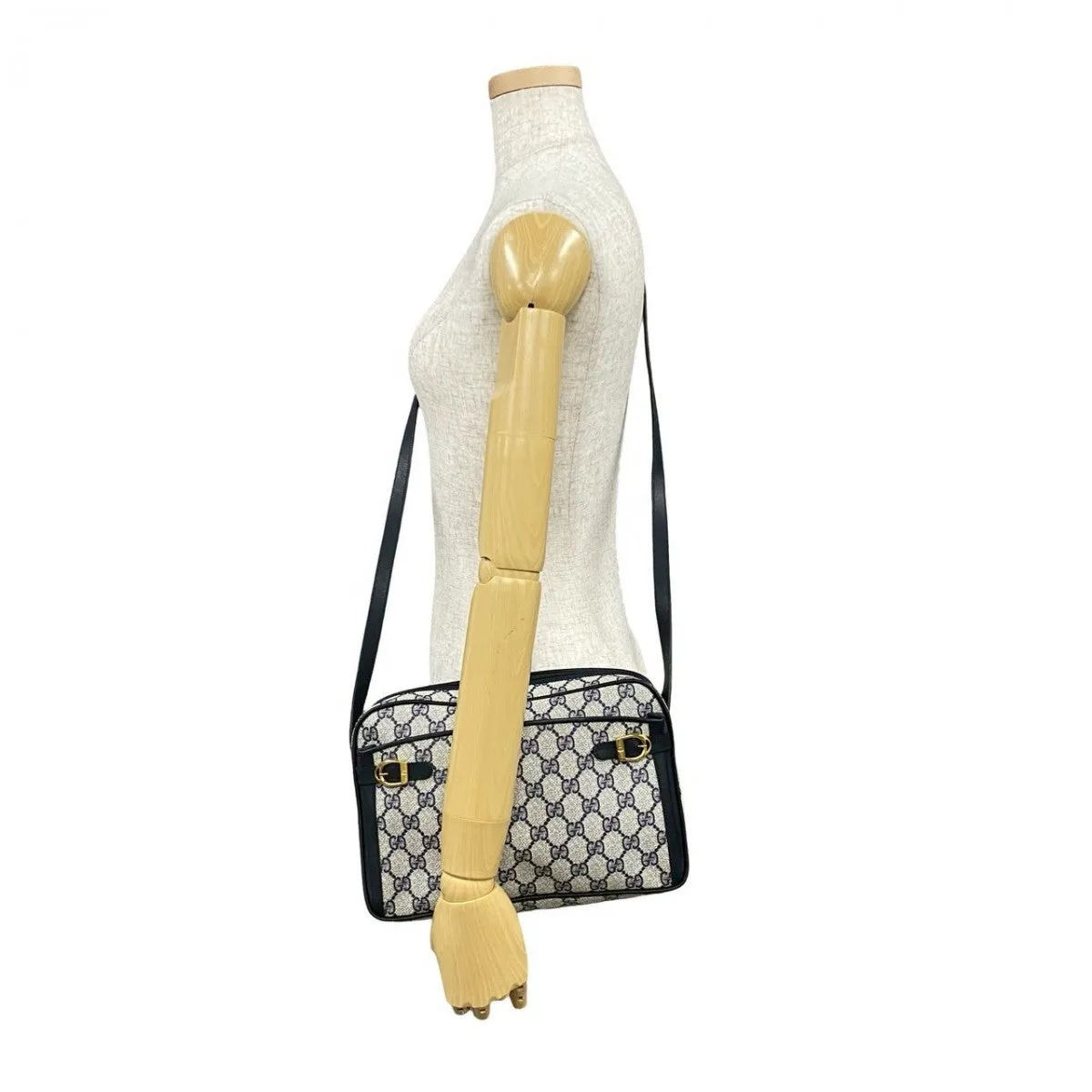 GUCCI Shoulder Bag leather Navy