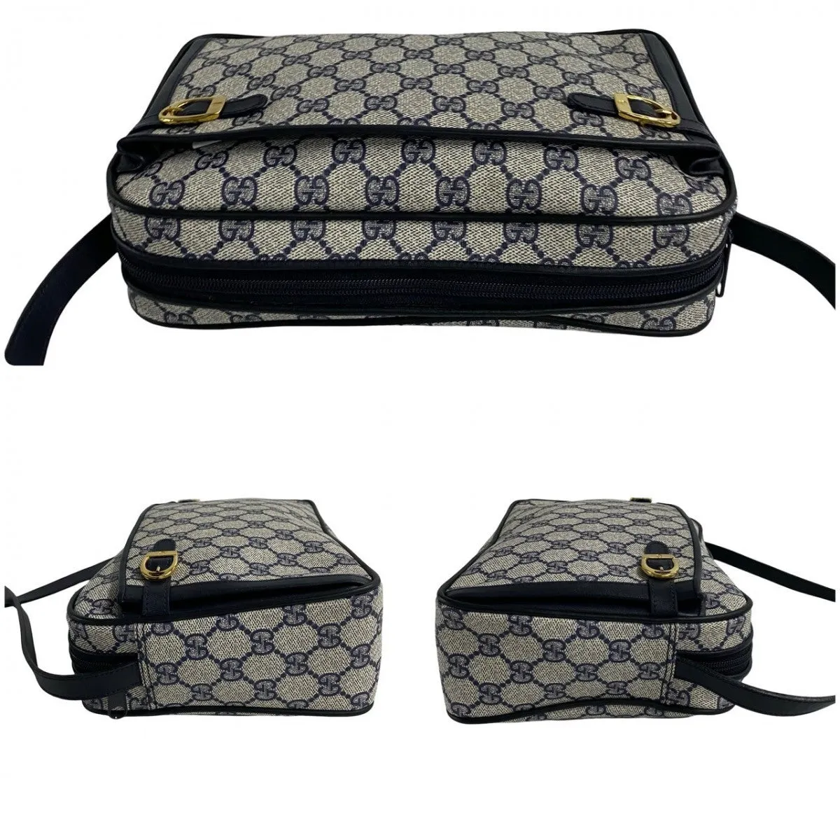 GUCCI Shoulder Bag leather Navy
