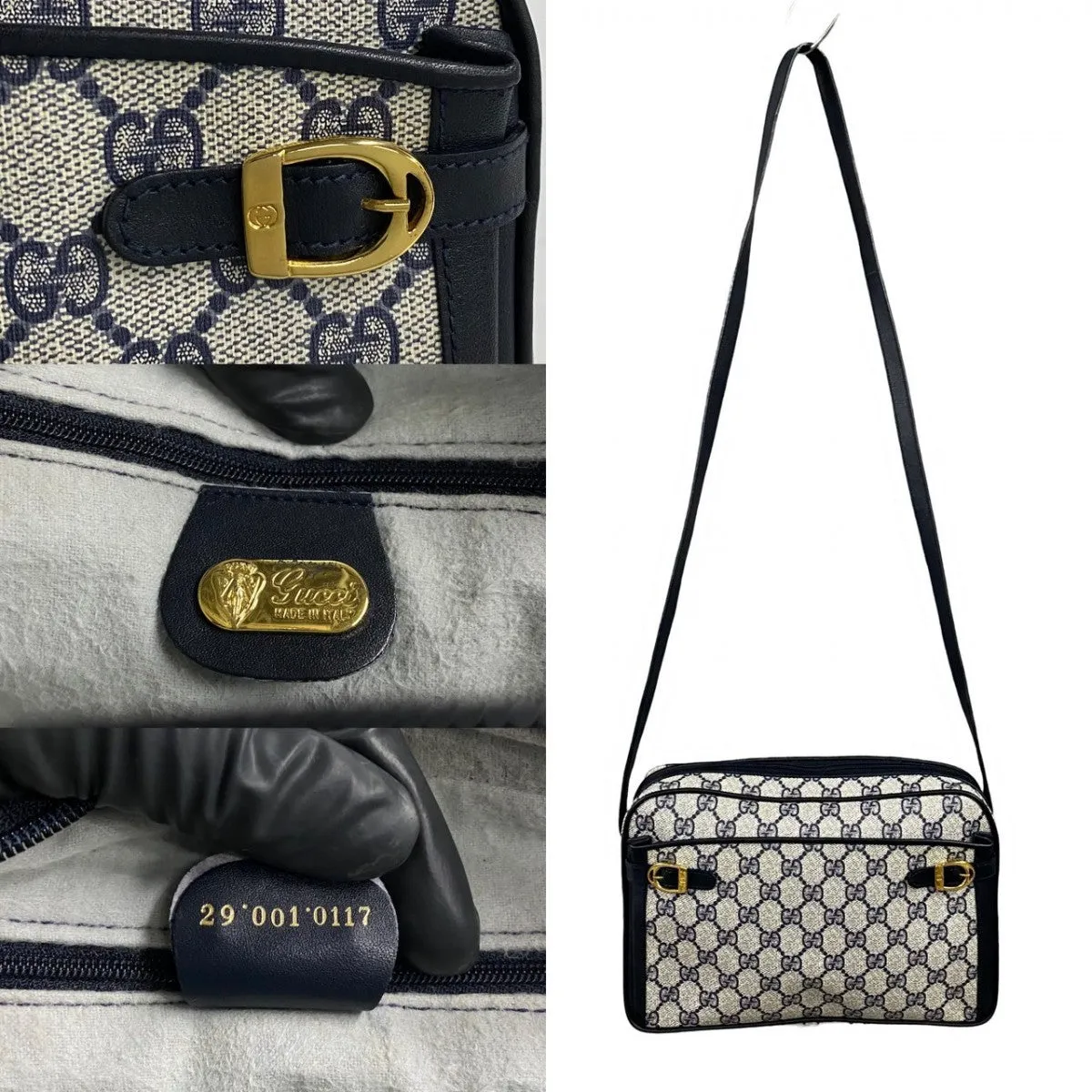 GUCCI Shoulder Bag leather Navy