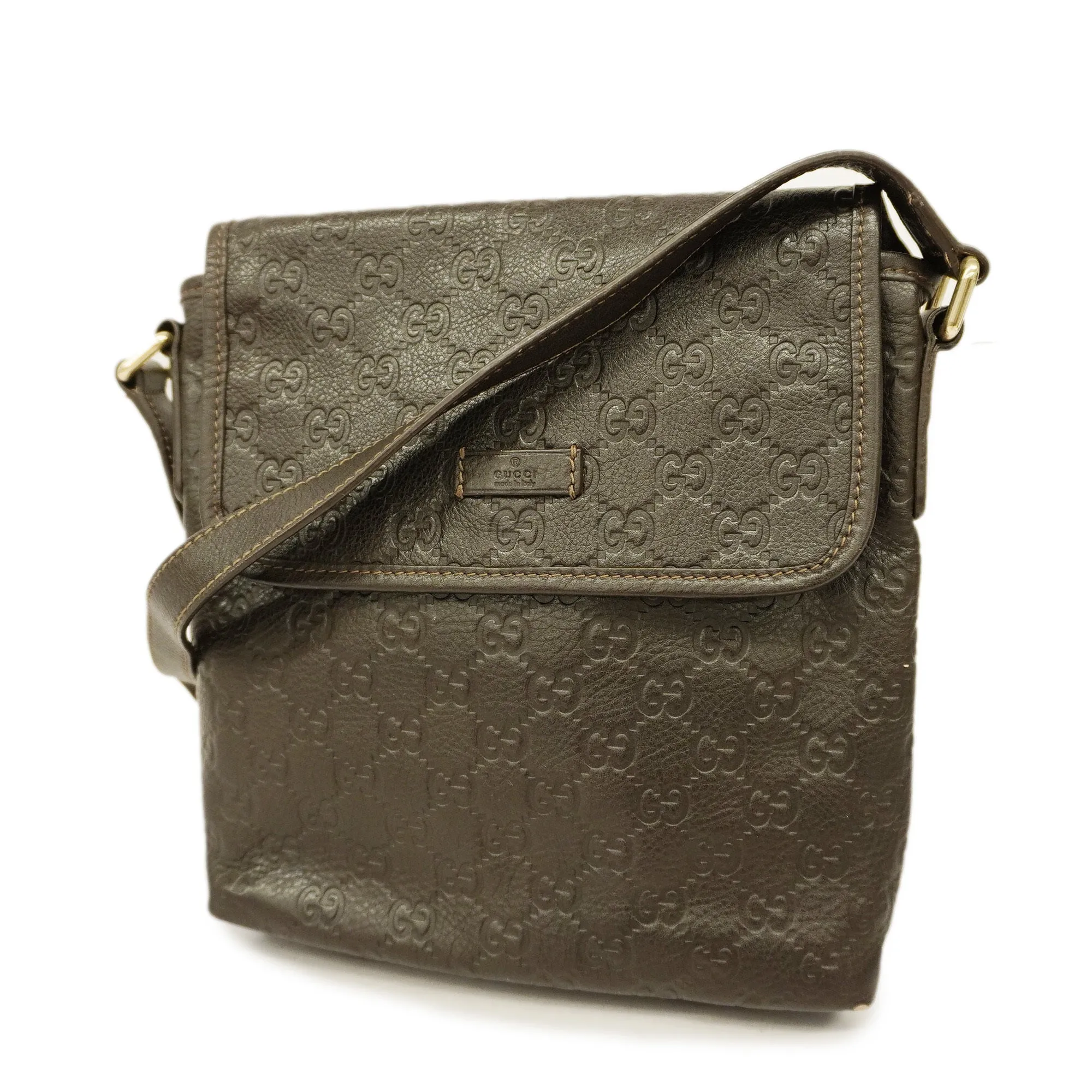 GUCCI  Sima 223666 Women's Leather Shoulder Bag Dark Brown