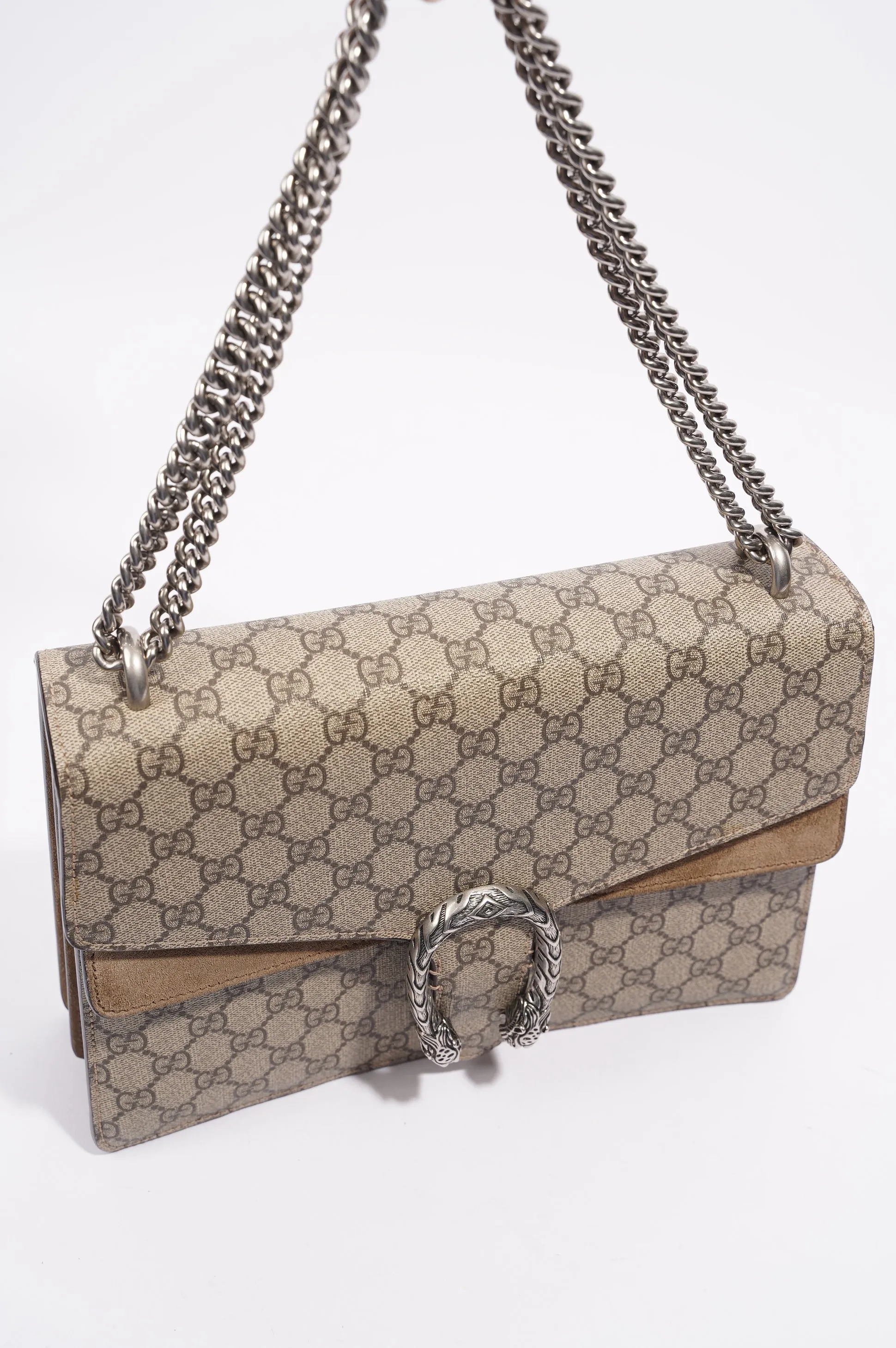 Gucci Womens Dionysus Shoulder Bag Brown Canvas / Leather Medium