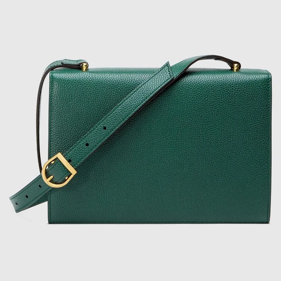 Gucci Zumi Grainy Leather Small Shoulder Bag Dark Green