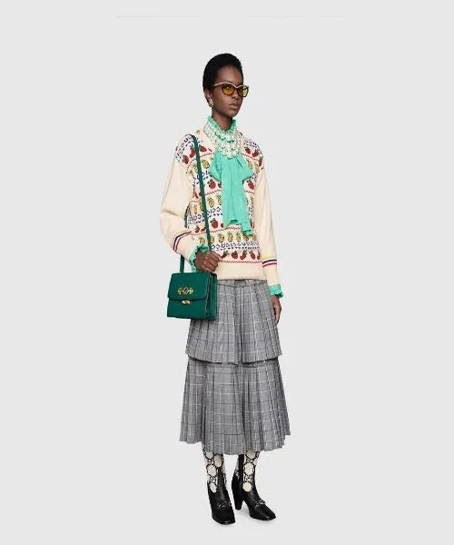 Gucci Zumi Grainy Leather Small Shoulder Bag Dark Green