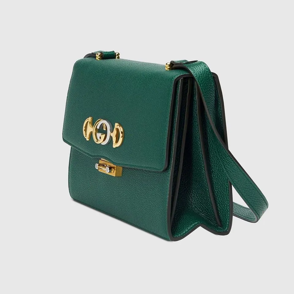 Gucci Zumi Grainy Leather Small Shoulder Bag Dark Green