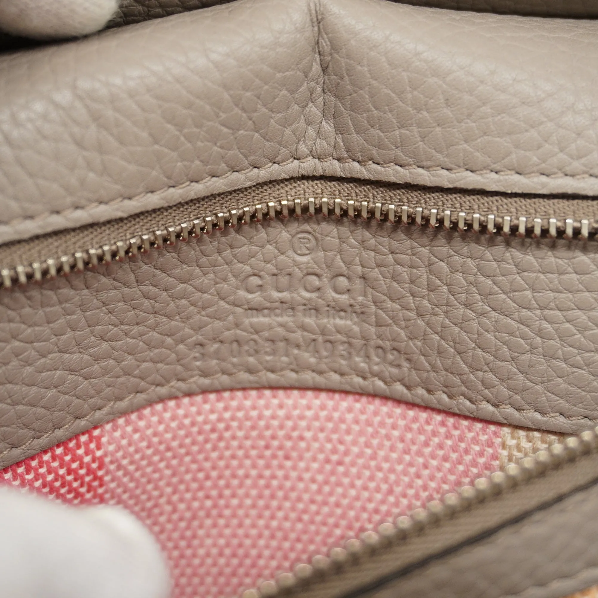 GUCCIAuth  Bamboo 2way Bag 370831 Women's Leather Handbag,Shoulder Bag Grayish