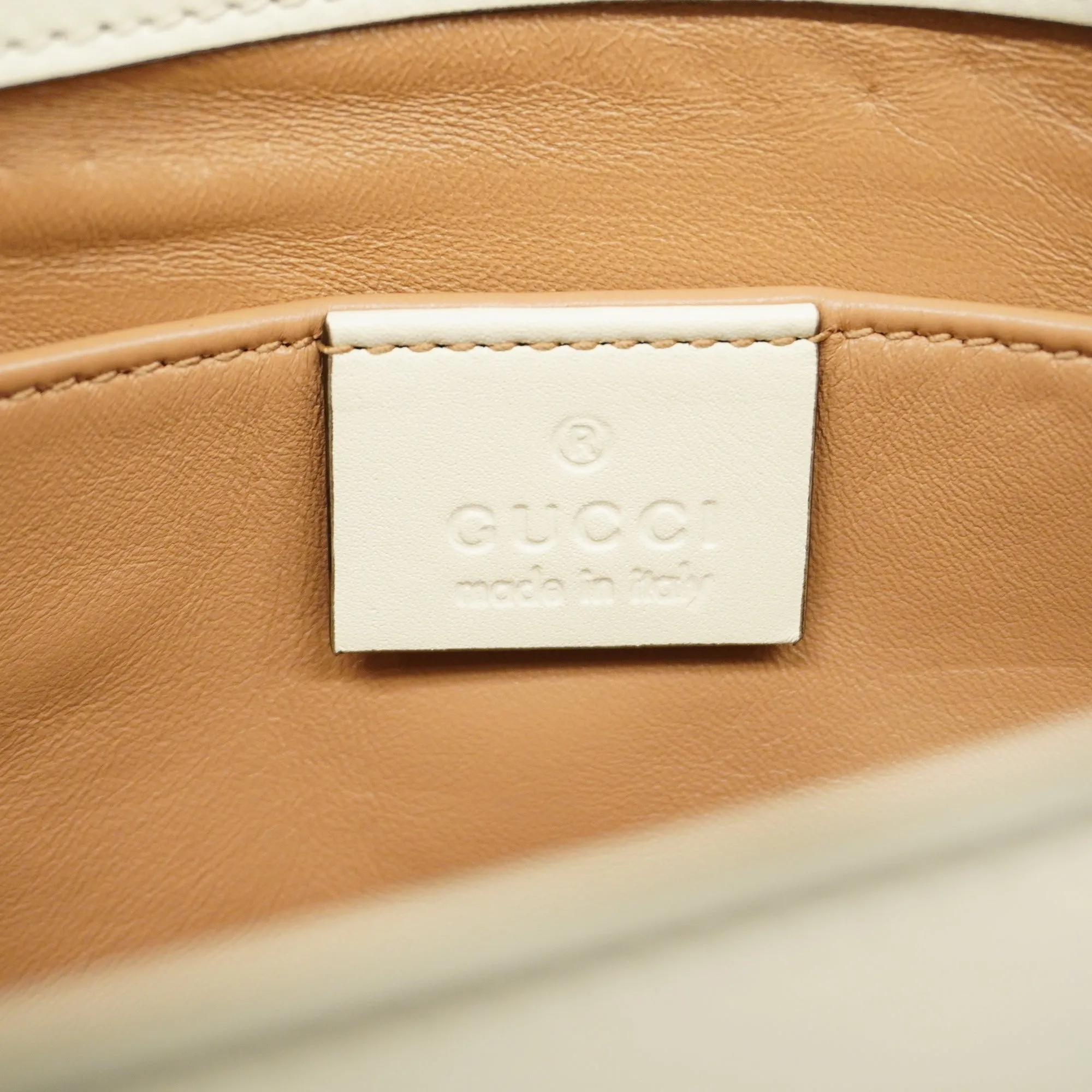 GUCCIAuth  Broadway 453778 Women's Undefined,Leather Shoulder Bag Ivory