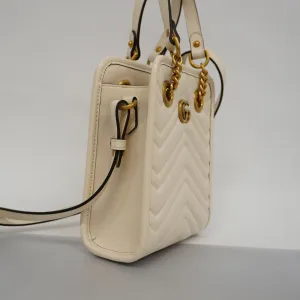 GUCCIAuth  GG Marmont 2WAY Bag 696123 Women's Leather Handbag,Shoulder Bag Ivory