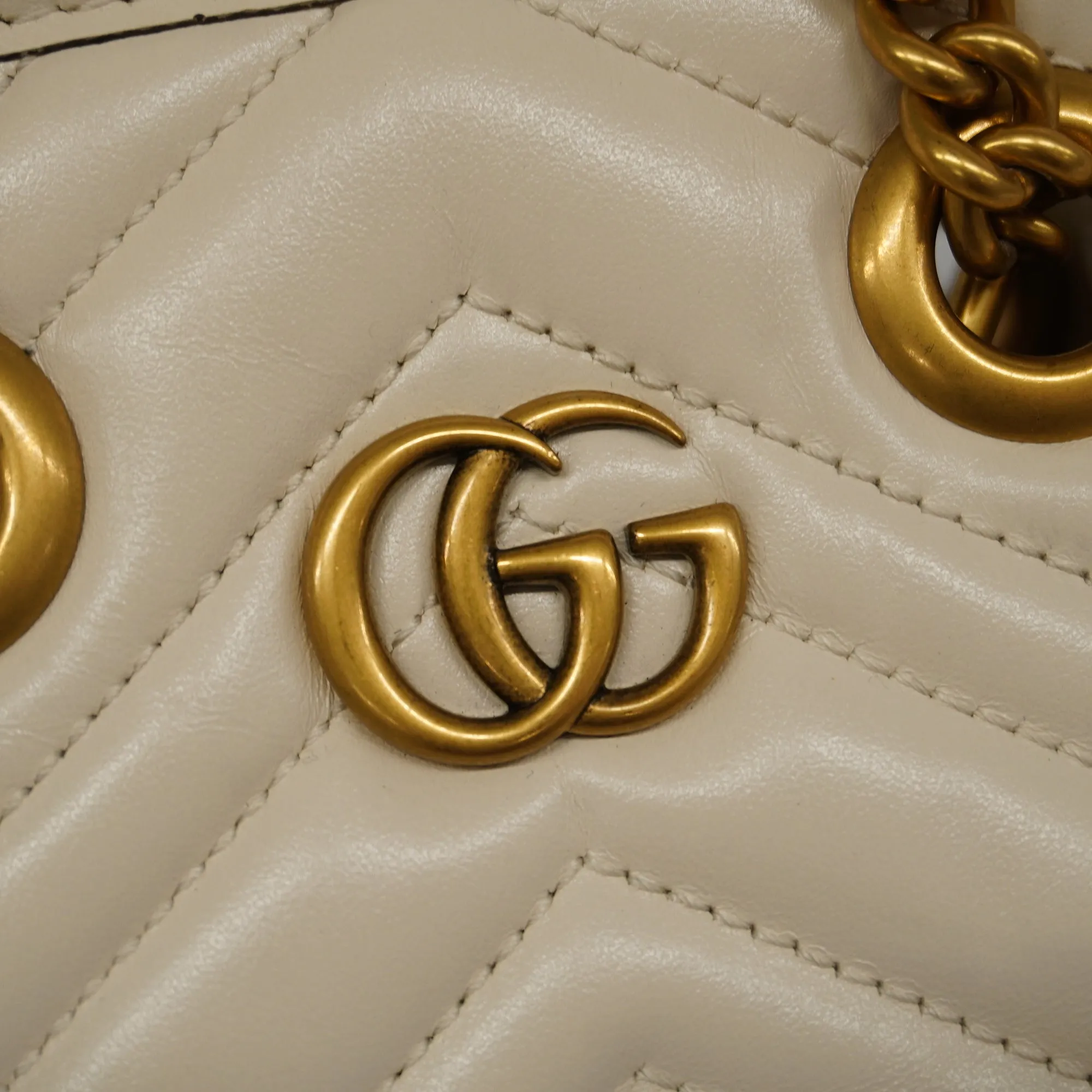 GUCCIAuth  GG Marmont 2WAY Bag 696123 Women's Leather Handbag,Shoulder Bag Ivory