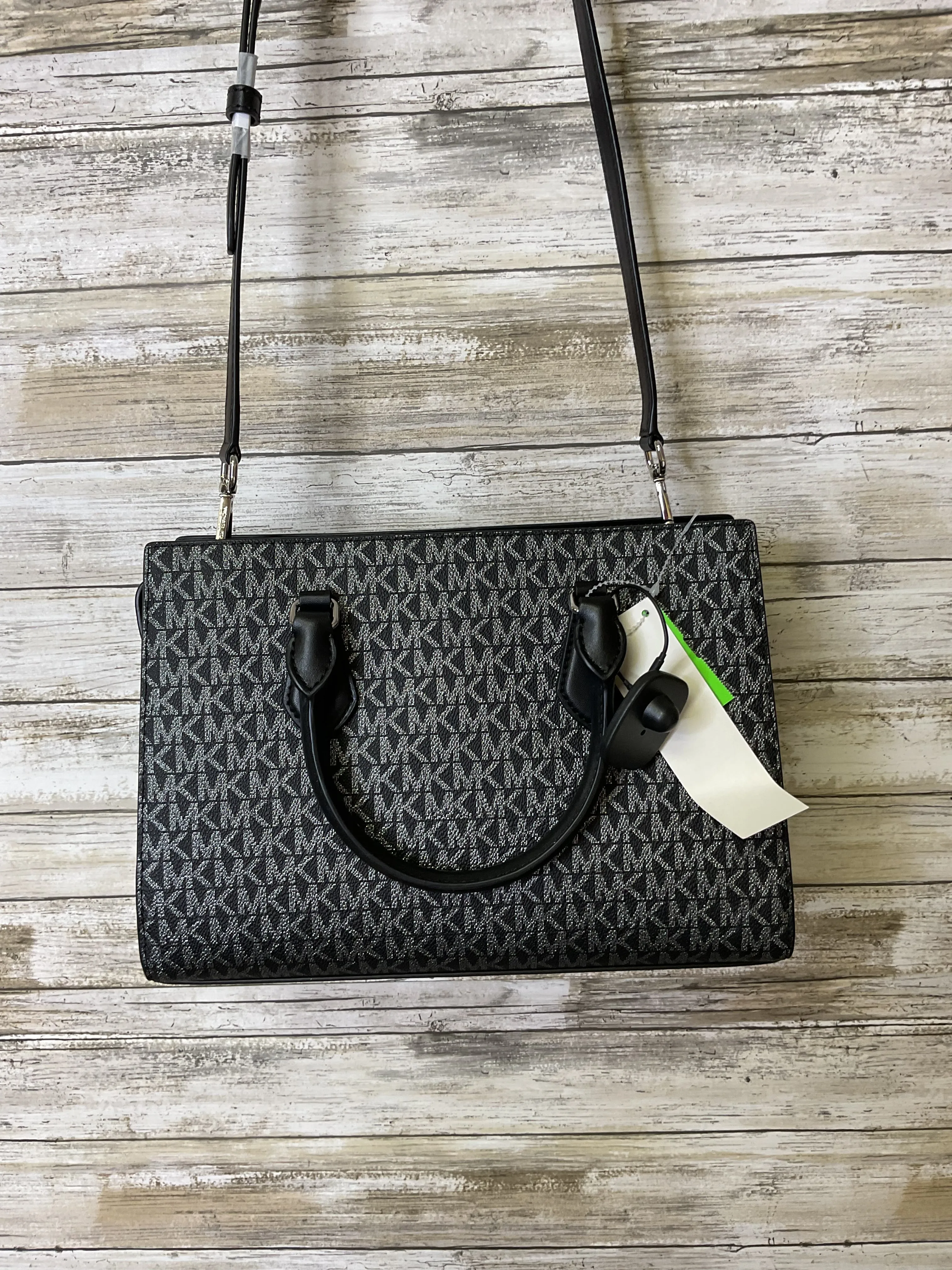 Handbag Designer By Michael Kors In Black & Silver, Size:Medium
