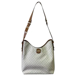 Handbag Designer By Michael Kors In Cream & Tan, Size:Large
