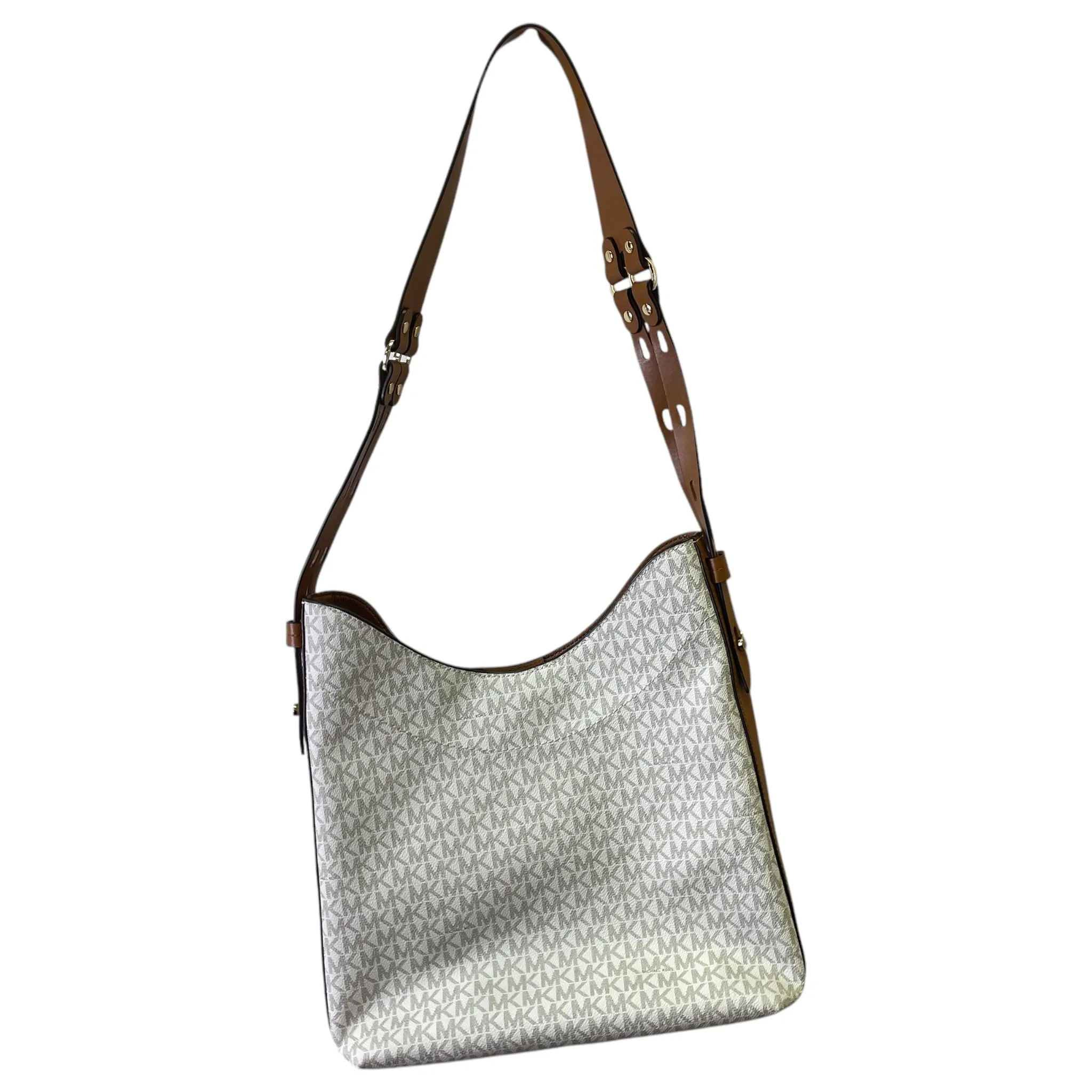 Handbag Designer By Michael Kors In Cream & Tan, Size:Large