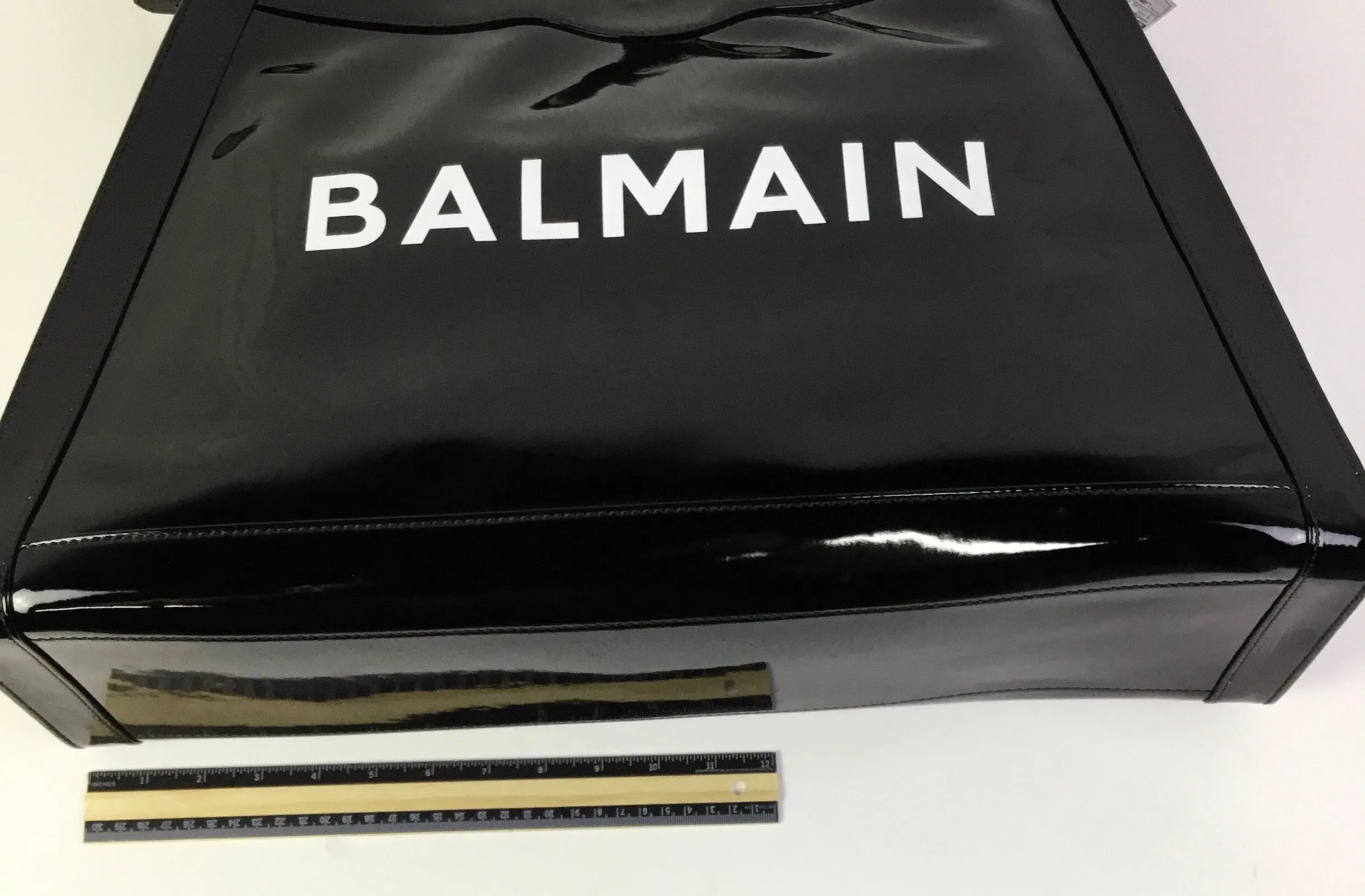 Handbag Luxury Designer By Balmain In Black, Size:Large