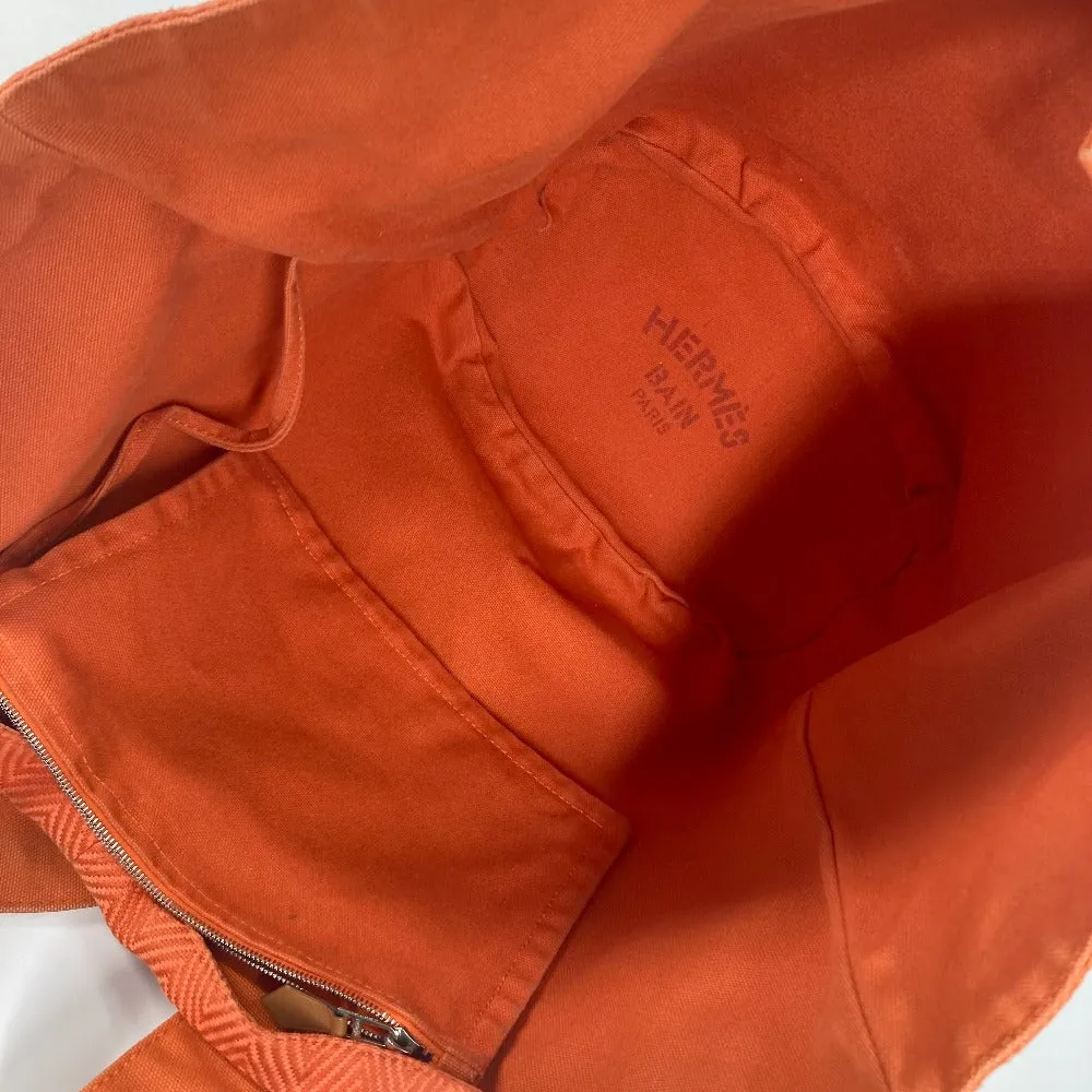 HERMES Shoulder Bag canvas Orange Shoulder Tote Bag Beach Bag Paniedo Plat Rouge PM Women Used