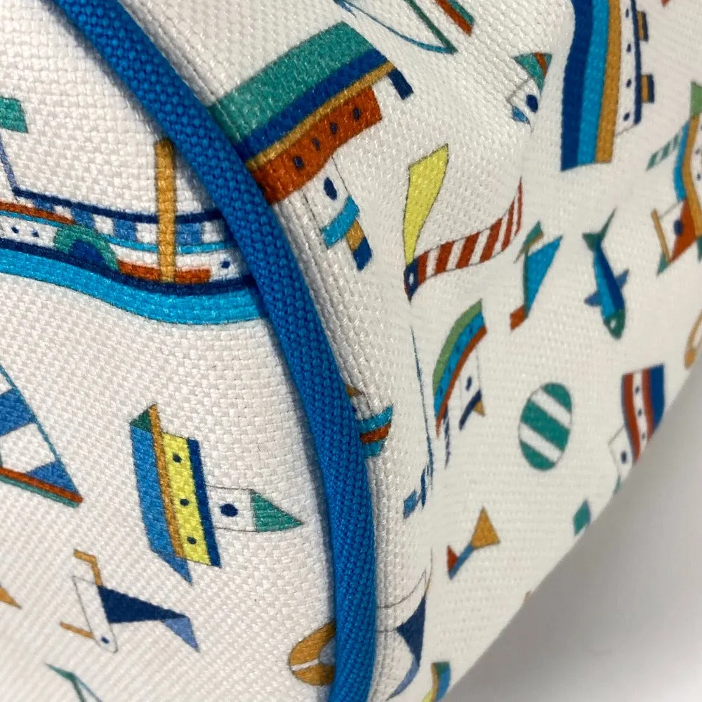 HERMES Shoulder Bag cotton White x blue marine print Petit Chartier Kids Used