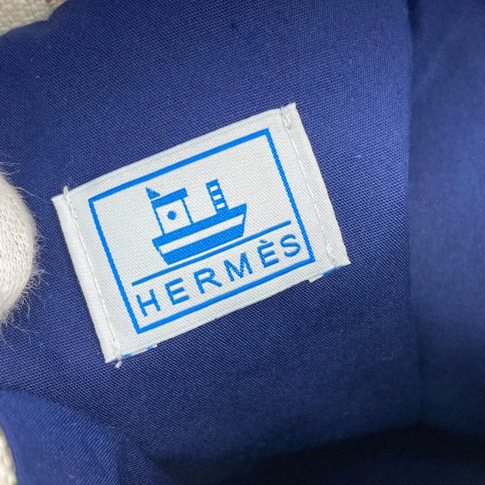 HERMES Shoulder Bag cotton White x blue marine print Petit Chartier Kids Used