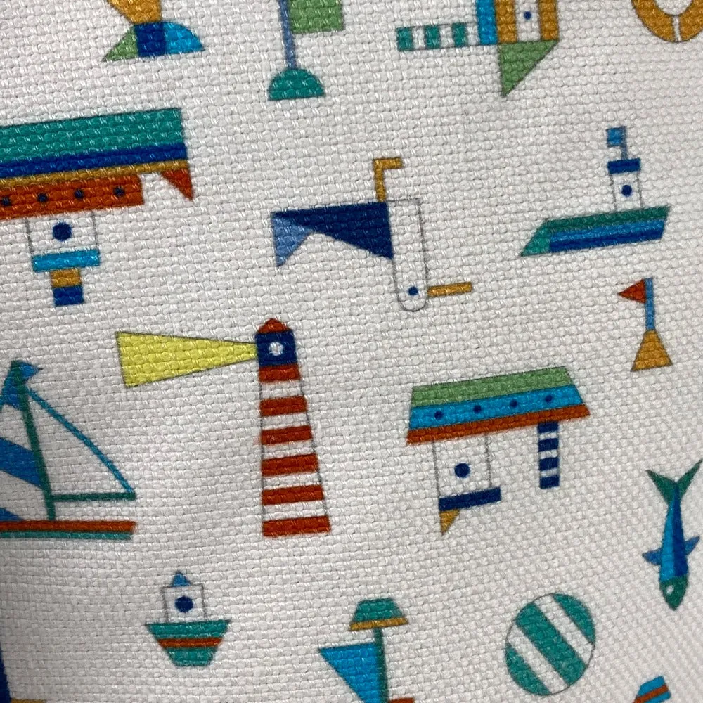 HERMES Shoulder Bag cotton White x blue marine print Petit Chartier Kids Used