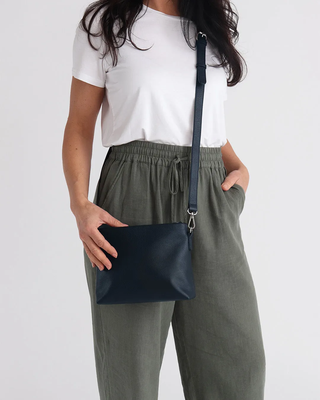 Joni Leather Crossbody - Navy