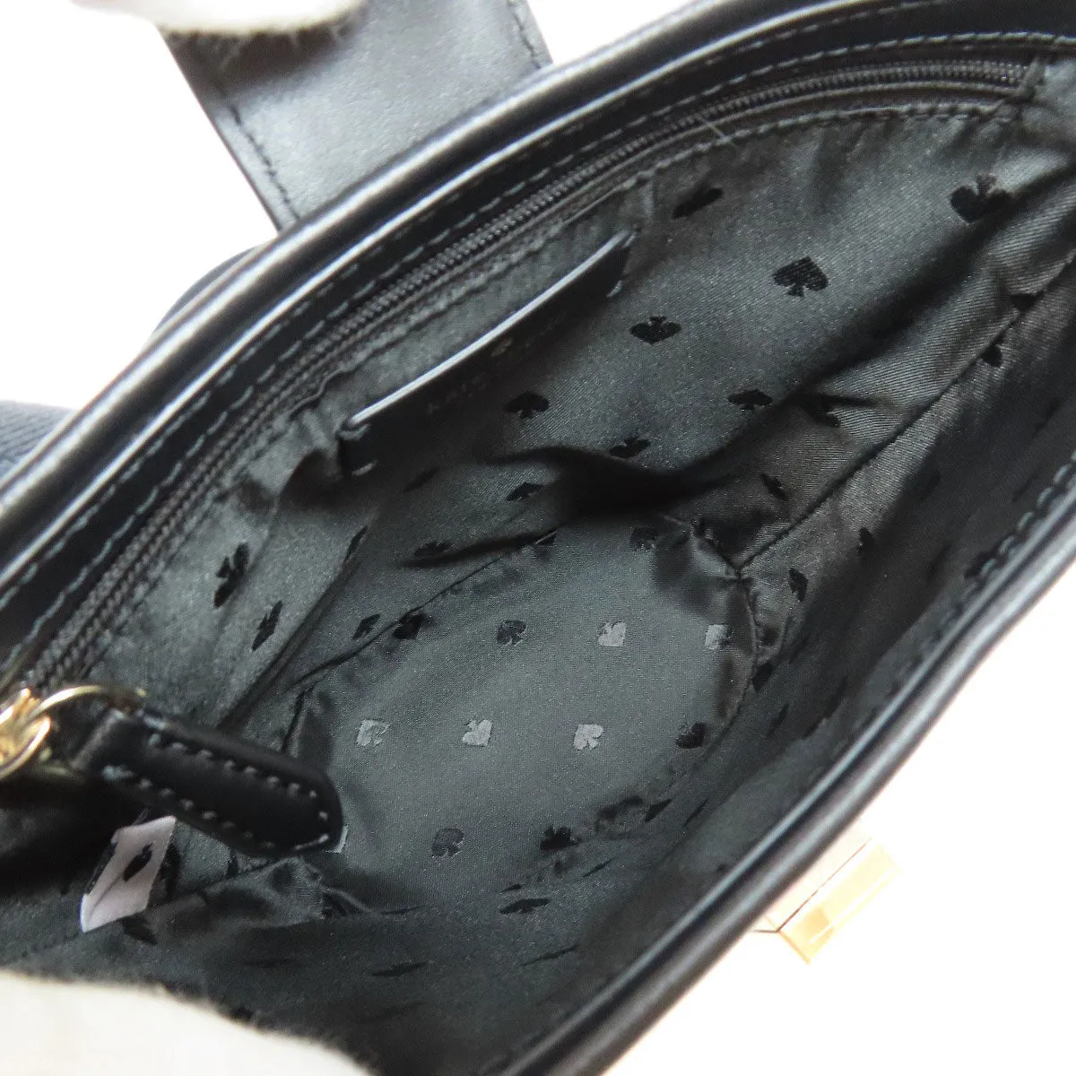 Kate Spade Shoulder Bag leather black logo Women Used