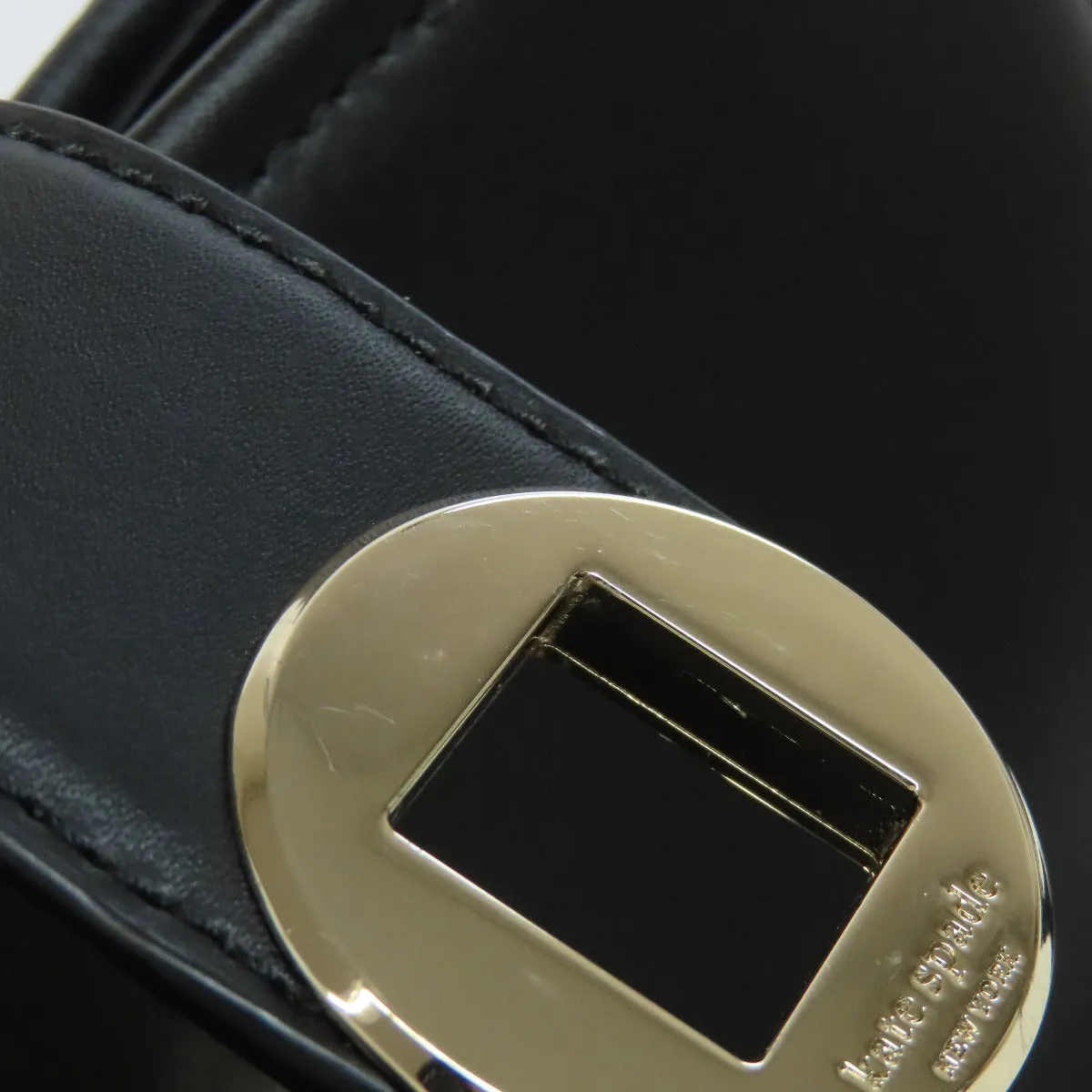 Kate Spade Shoulder Bag leather black logo Women Used