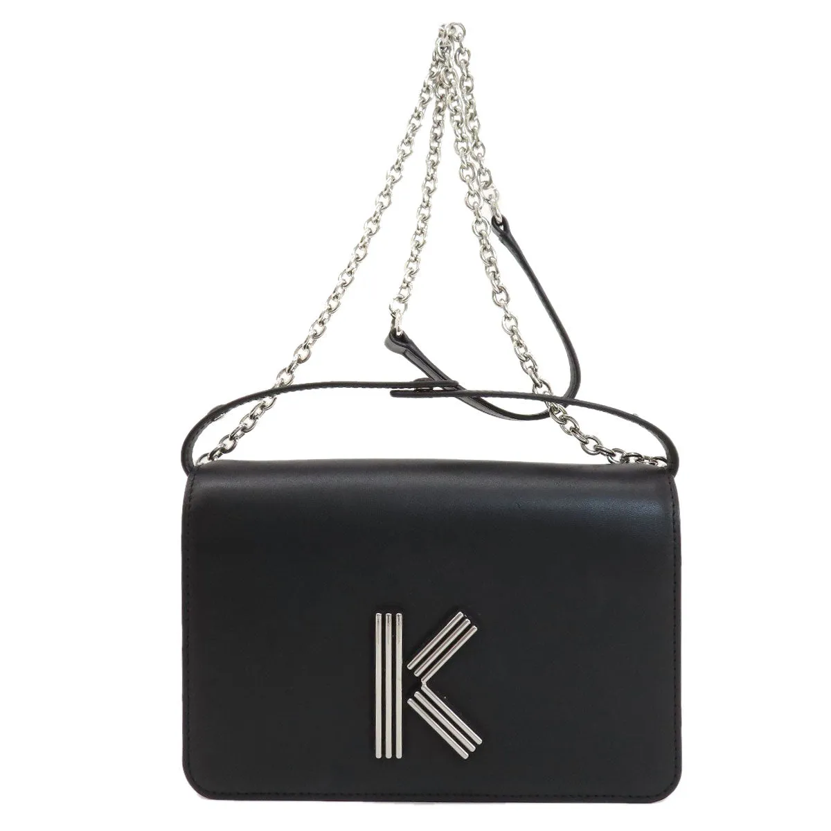 KENZO Shoulder Bag leather black 2WAY Women Used