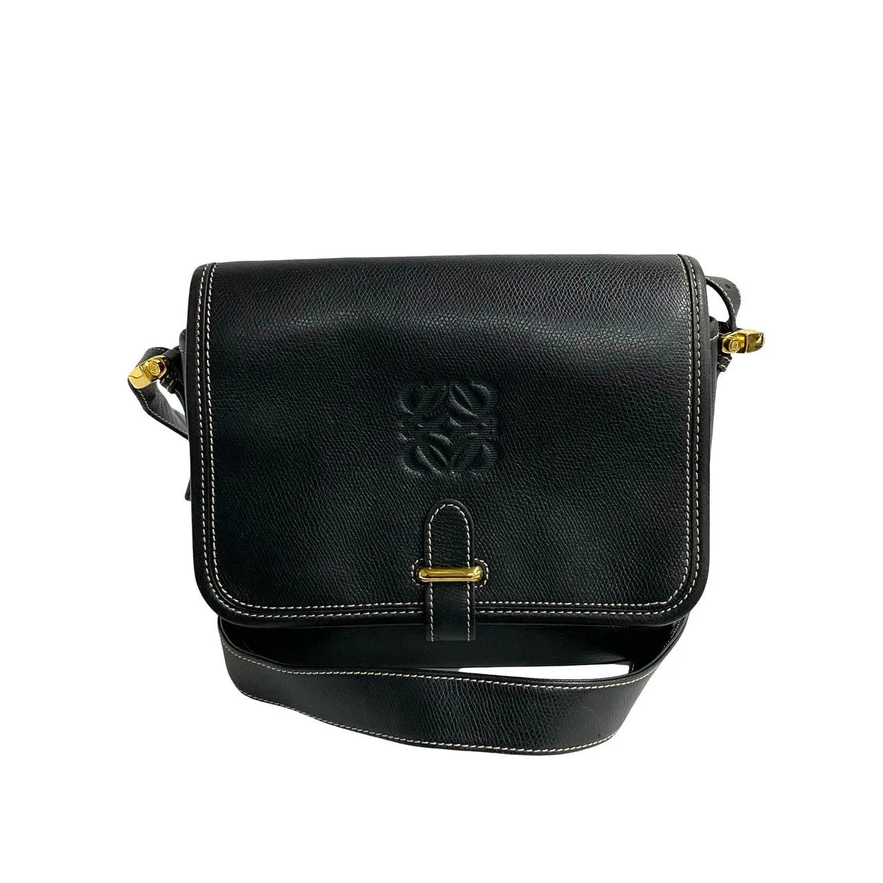 LOEWE Shoulder Bag leather black Anagram logo Women(Unisex) Used